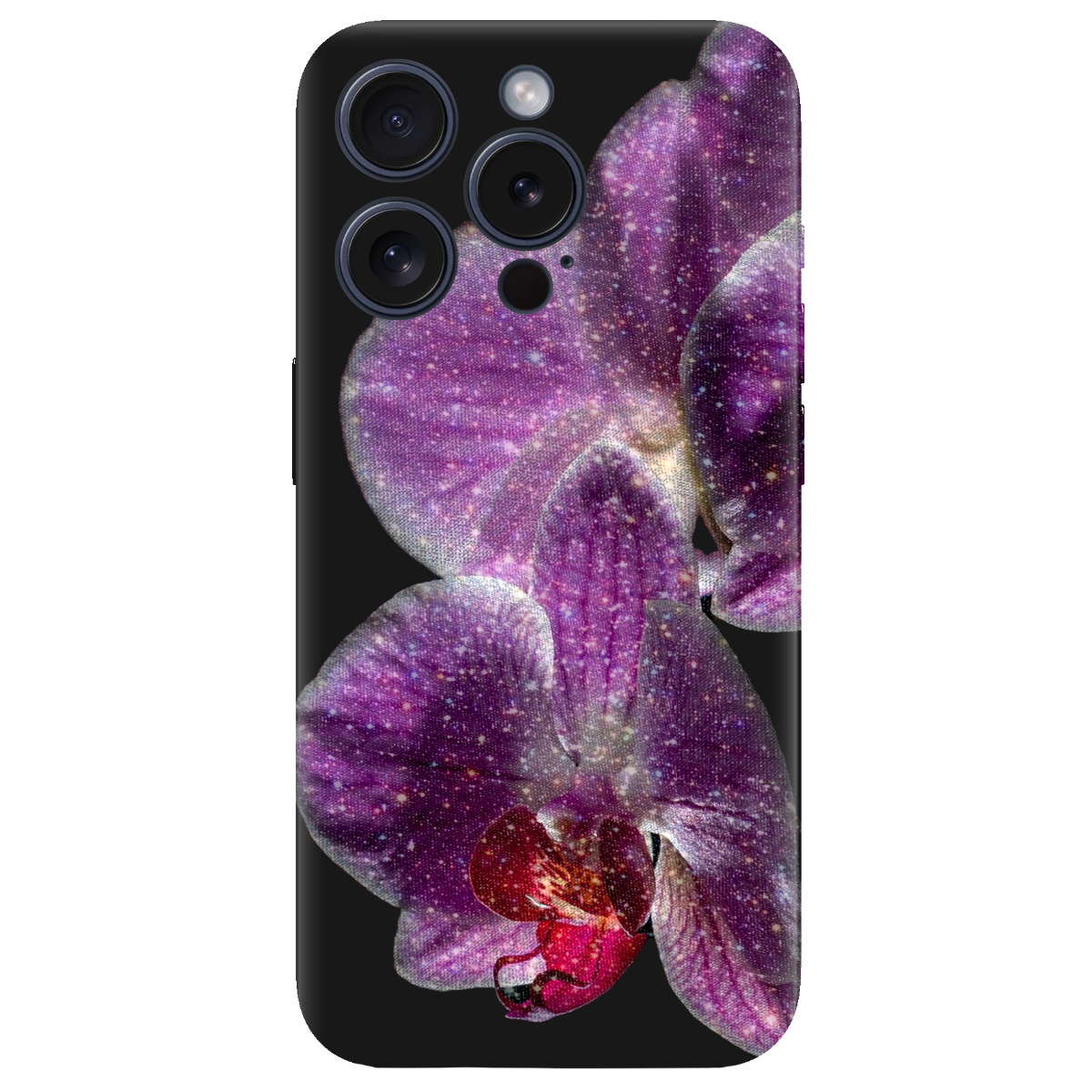 Чехол для Apple iPhone 15 Pro Max черный матовый soft touch Волшебная орхидея - фото 1 - Чехлы для телефонов