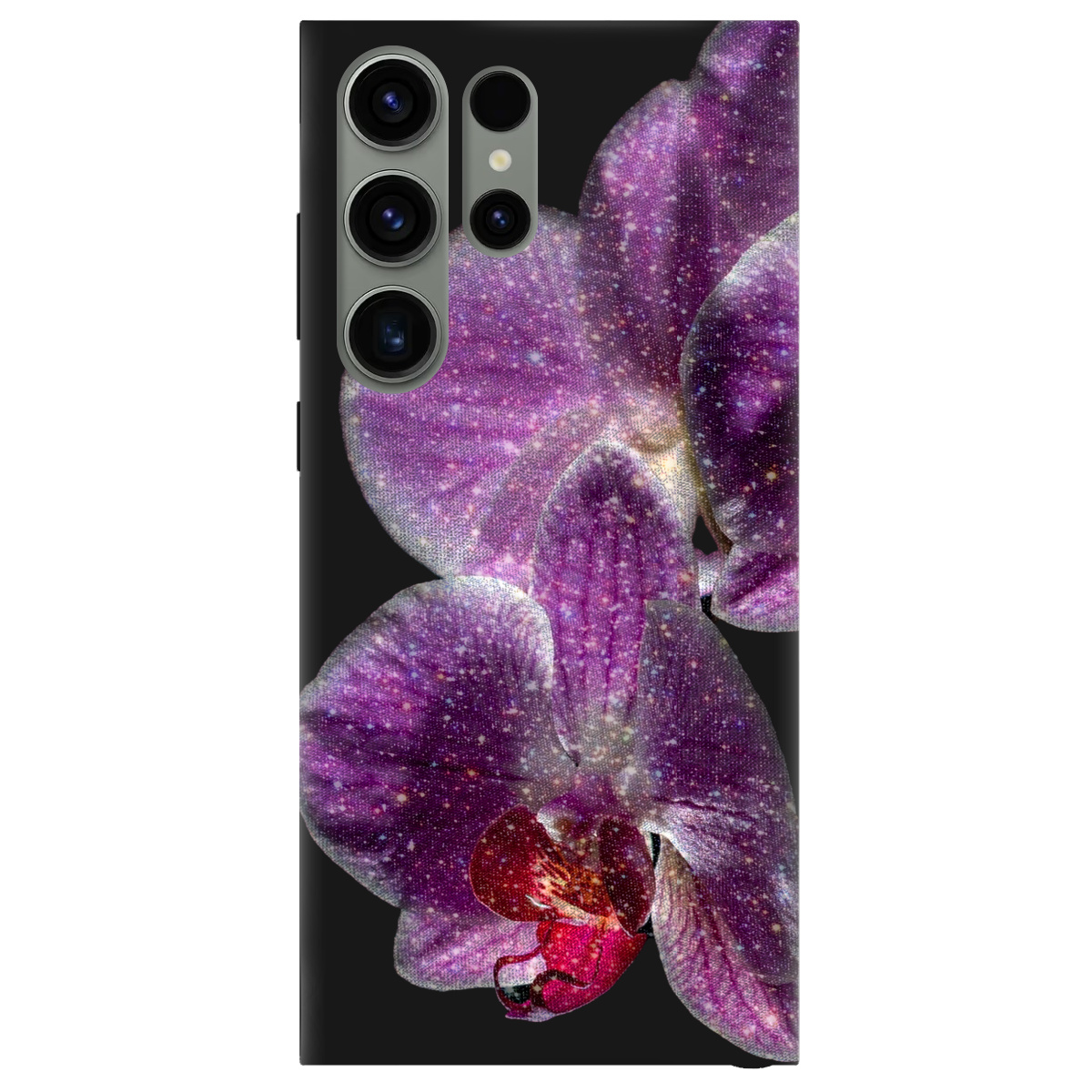 Чохол для Samsung Galaxy S23 Ultra чорний матовий soft touch Чарівна орхідея - фото 1 - Чохли для телефонів