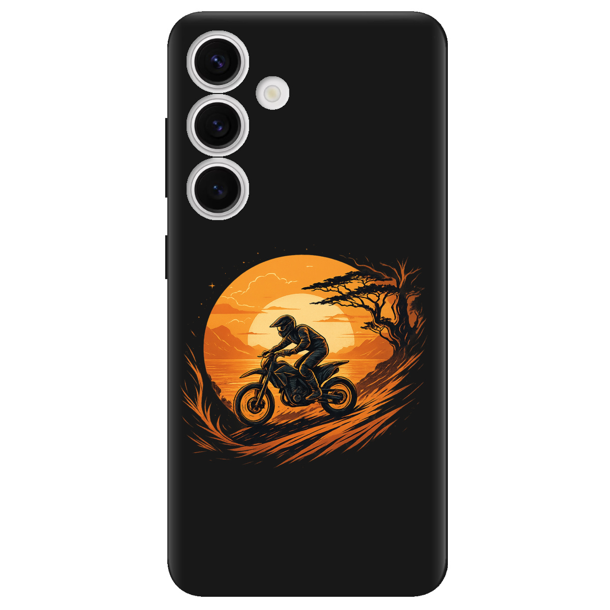 Чехол для Samsung Galaxy S25 Plus черный матовый soft touch БайкПуть - фото 1 - Чехлы для телефонов