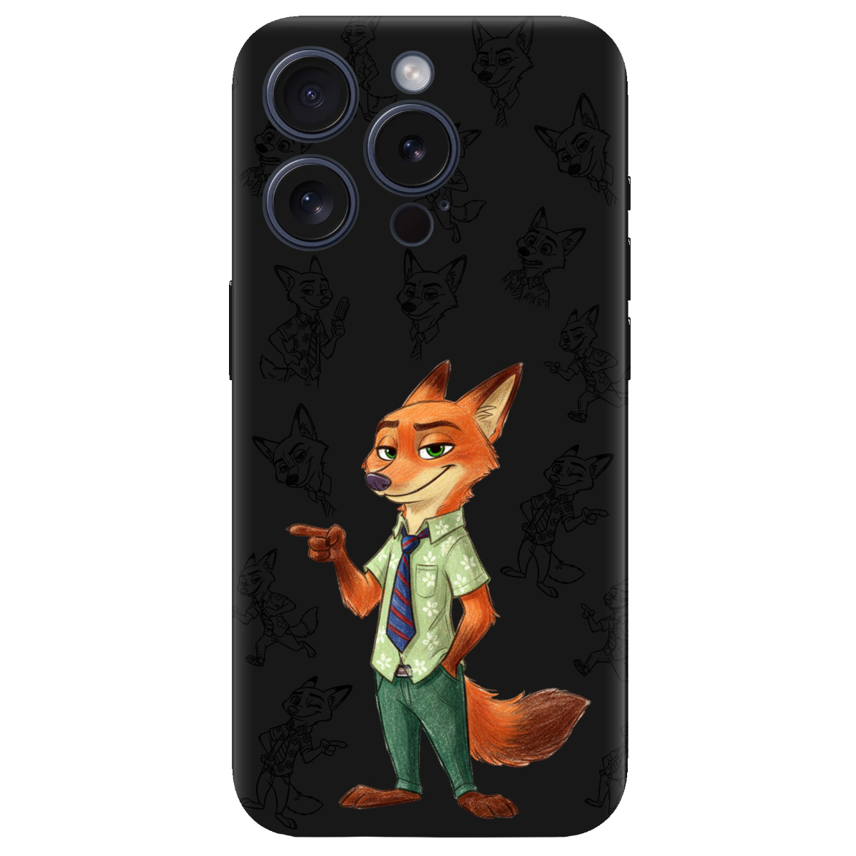 Чехол для Apple iPhone 15 Pro Max черный матовый soft touch Зоотрополис Ник Nick - фото 1 - Чехлы для телефонов