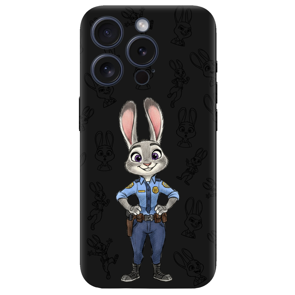 Чохол для Apple iPhone 15 Pro Max чорний матовий soft touch Зоотрополіс Джуді Judy - фото 1 - Чохли для телефонів