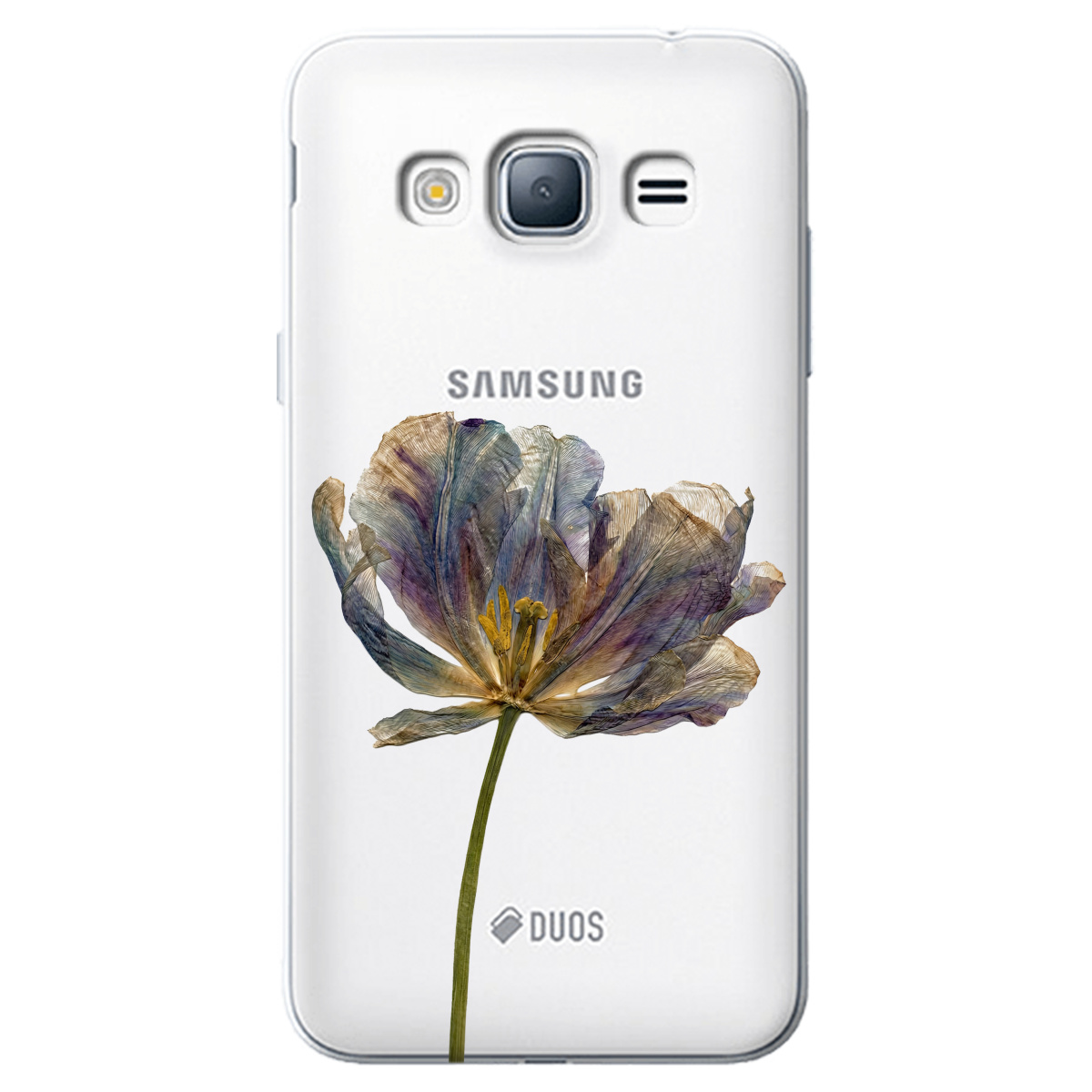 Чехол для Samsung Galaxy J3 2016 прозрачный Нежный сухоцвет - фото 1 - Чехлы для телефонов