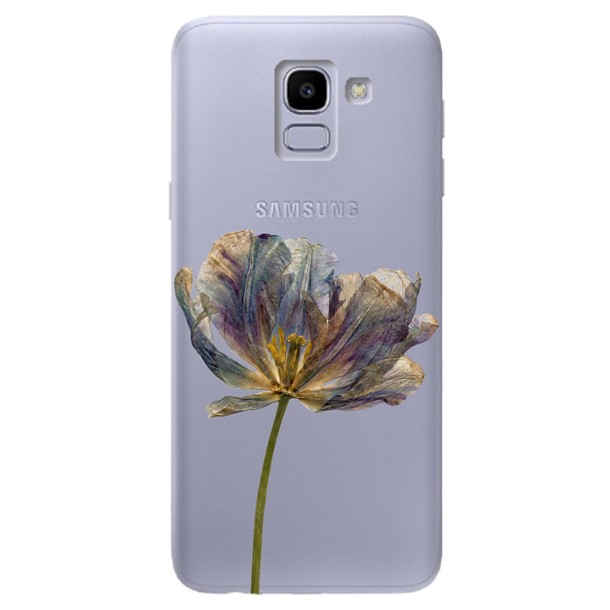 Чехол для Samsung Galaxy J6 2018 прозрачный Нежный сухоцвет - фото 1 - Чехлы для телефонов