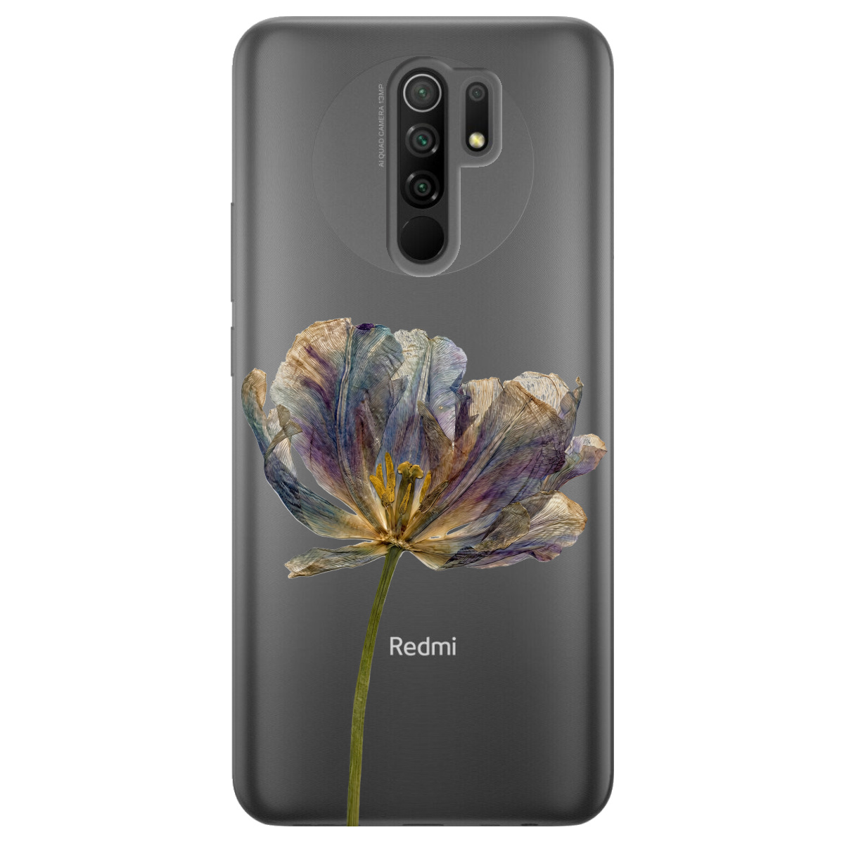 Чехол для Xiaomi Redmi 9 прозрачный Нежный сухоцвет - фото 1 - Чехлы для телефонов