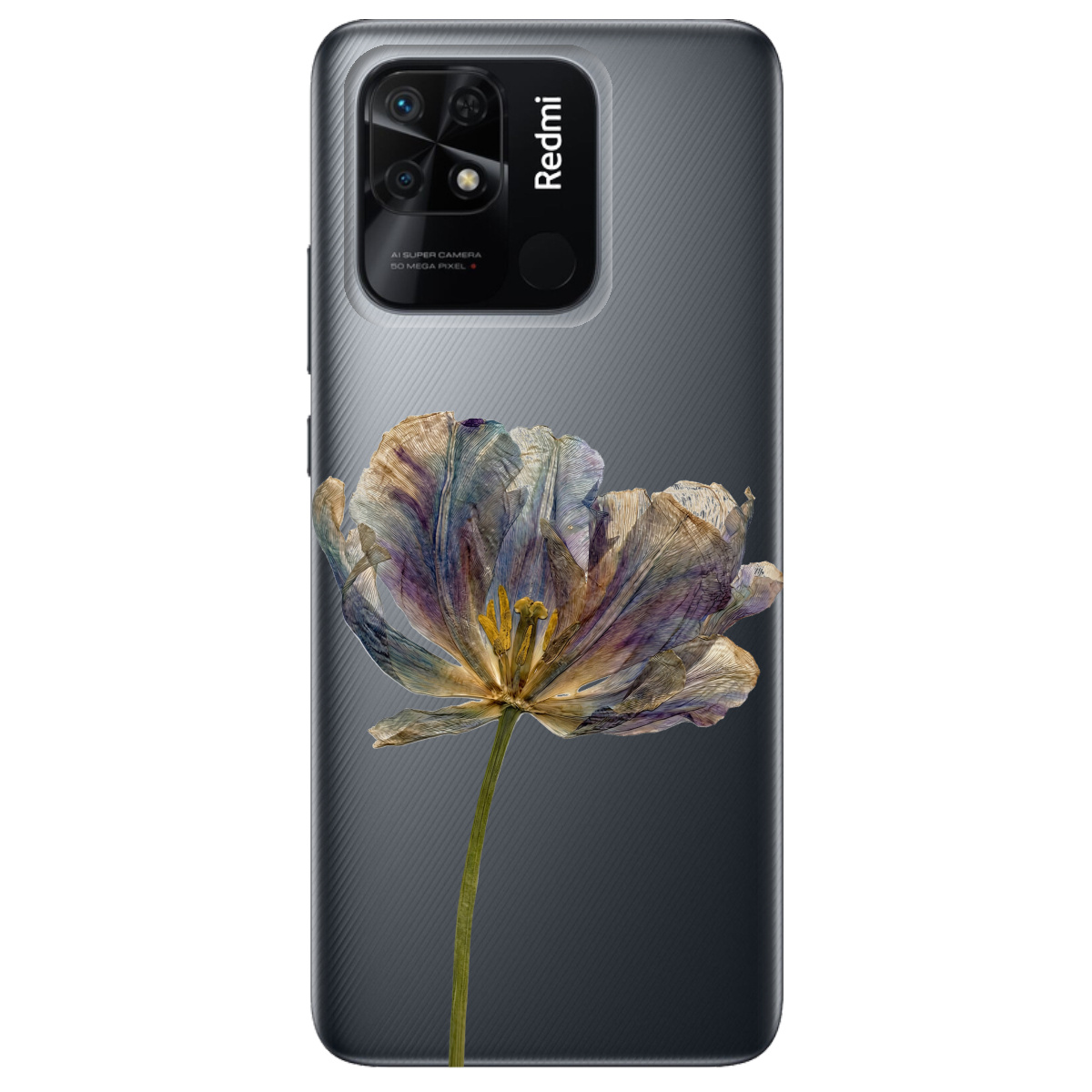 Чохол для Xiaomi Redmi 10C прозорий Ніжний сухоцвіт - фото 1 - Чохли для телефонів