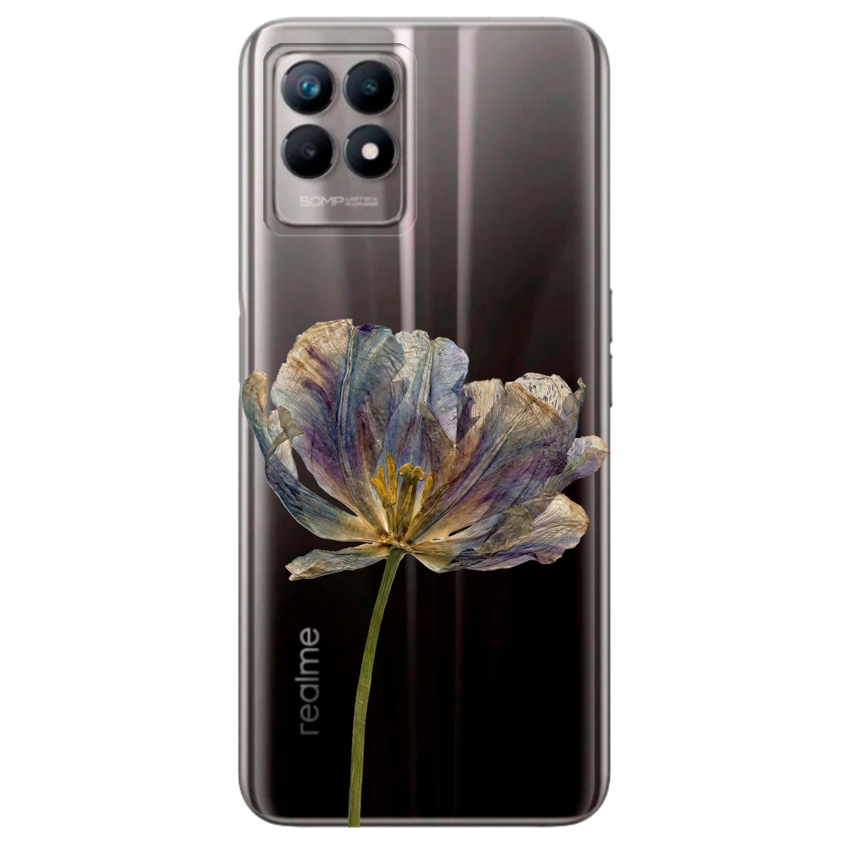 Чехол для Realme 8i прозрачный Нежный сухоцвет - фото 1 - Чехлы для телефонов