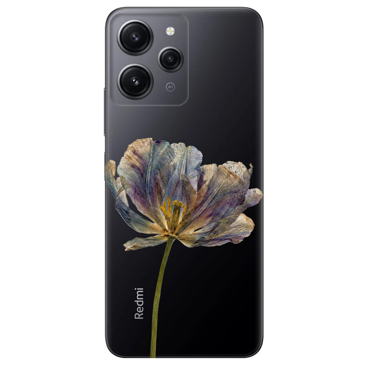Чехол для Xiaomi Redmi 12 прозрачный Нежный сухоцвет - фото 1 - Чехлы для телефонов
