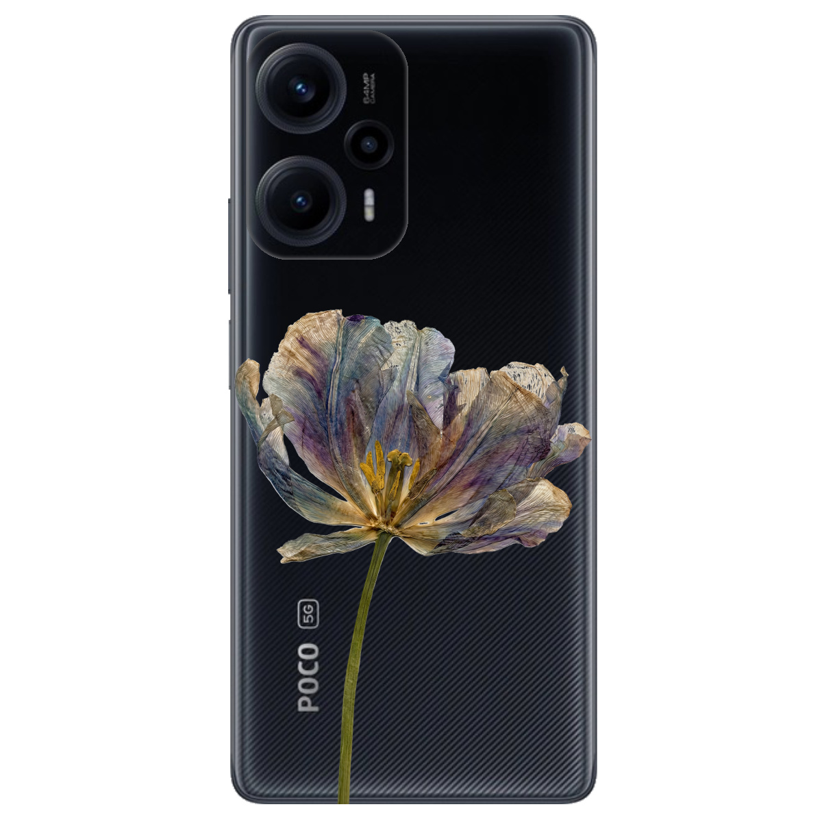 Чехол для Xiaomi Poco F5 прозрачный Нежный сухоцвет - фото 1 - Чехлы для телефонов