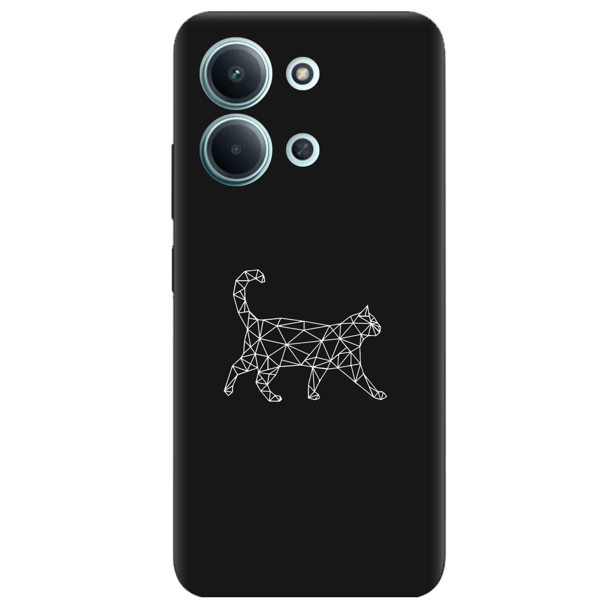 Чехол для Xiaomi Redmi 15C черный матовый soft touch White cat - фото 1 - Чехлы для телефонов