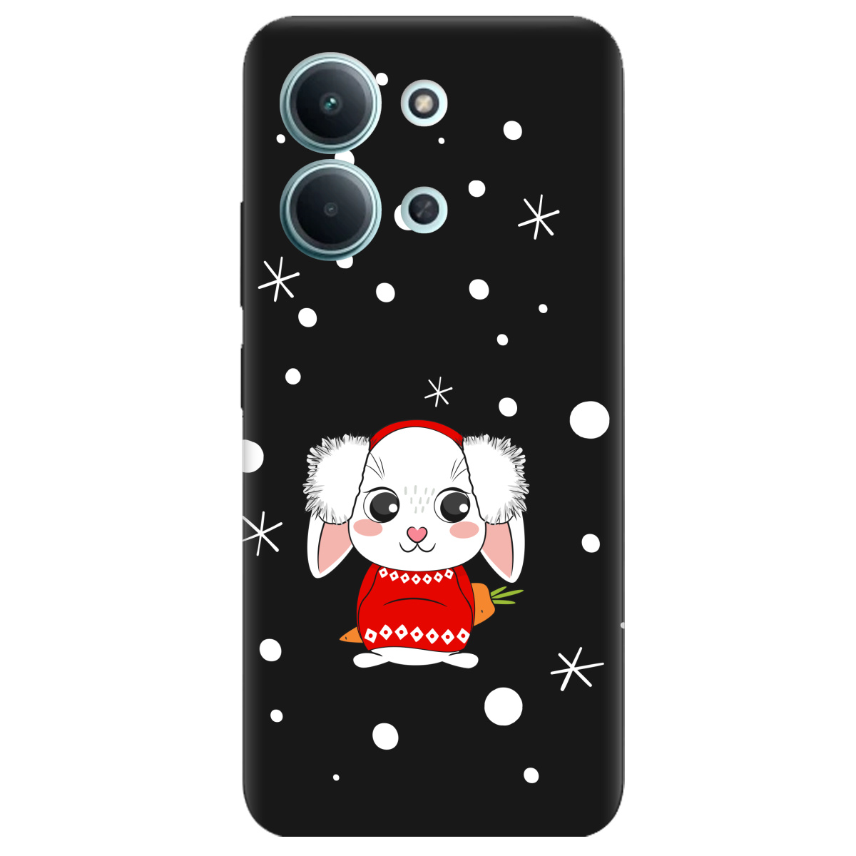 Чехол для Xiaomi Redmi 15C черный матовый soft touch My bunny - фото 1 - Чехлы для телефонов