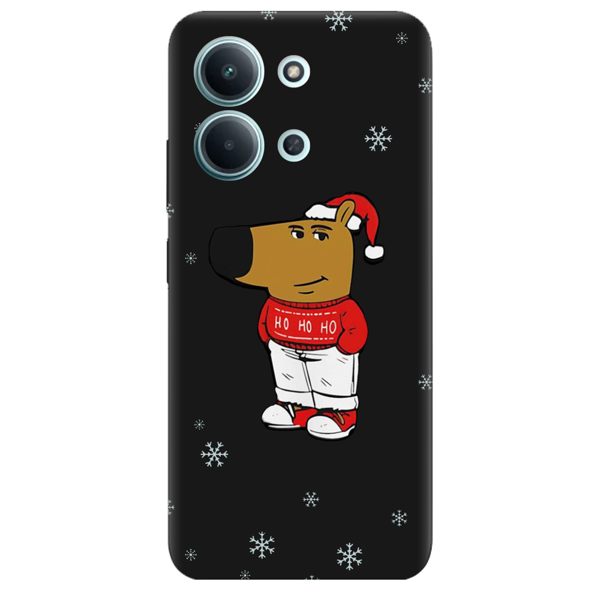 Чехол для Xiaomi Redmi 15C черный матовый soft touch Chill Guy Santa - фото 1 - Чехлы для телефонов