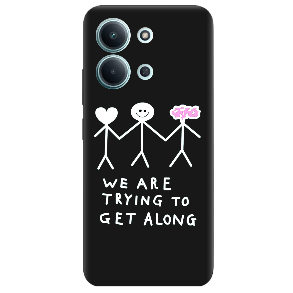 Чехол для Xiaomi Redmi 15C черный матовый soft touch We are trying - фото 1 - Чехлы для телефонов