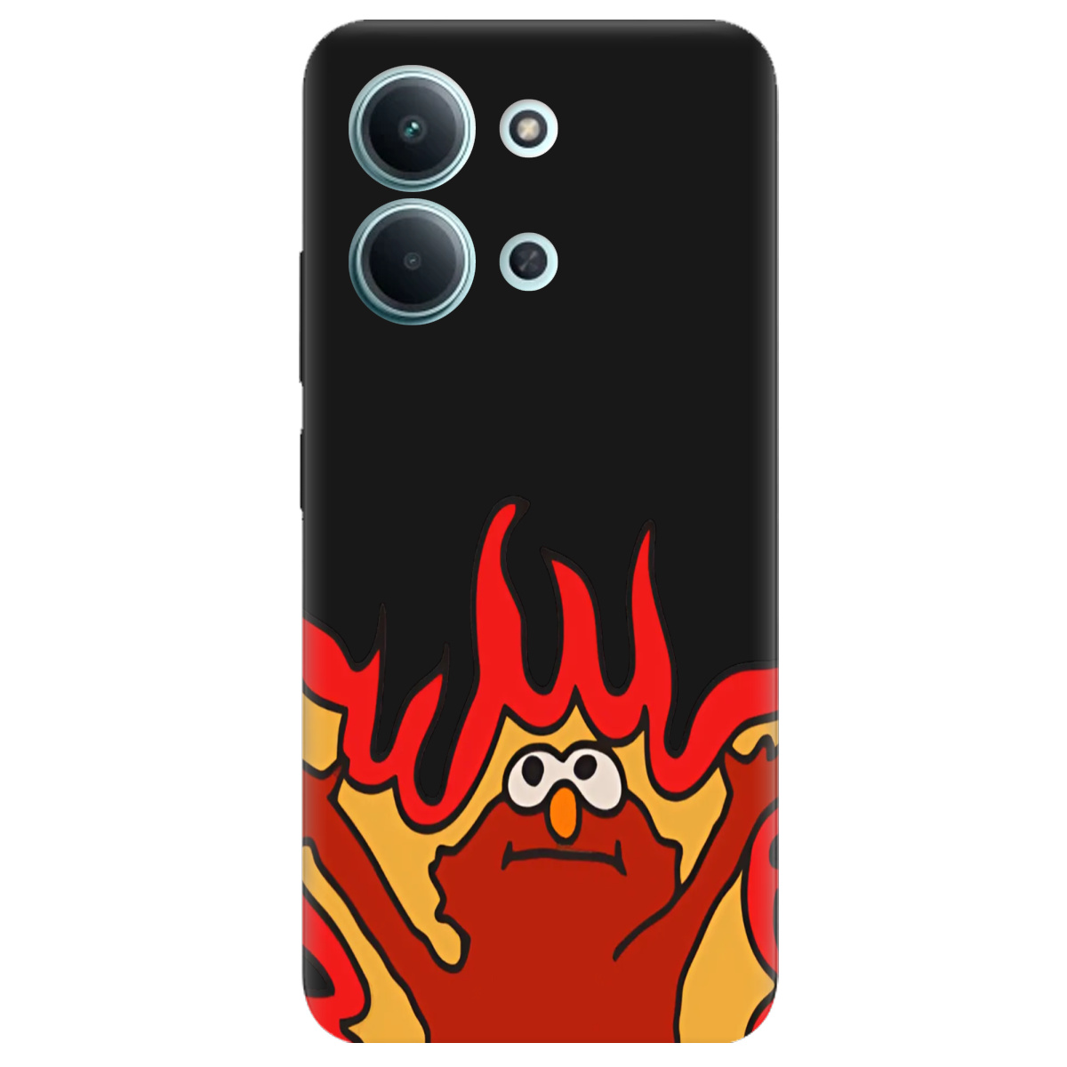 Чехол для Xiaomi Redmi 15C черный матовый soft touch Хаос у вогні - фото 1 - Чехлы для телефонов