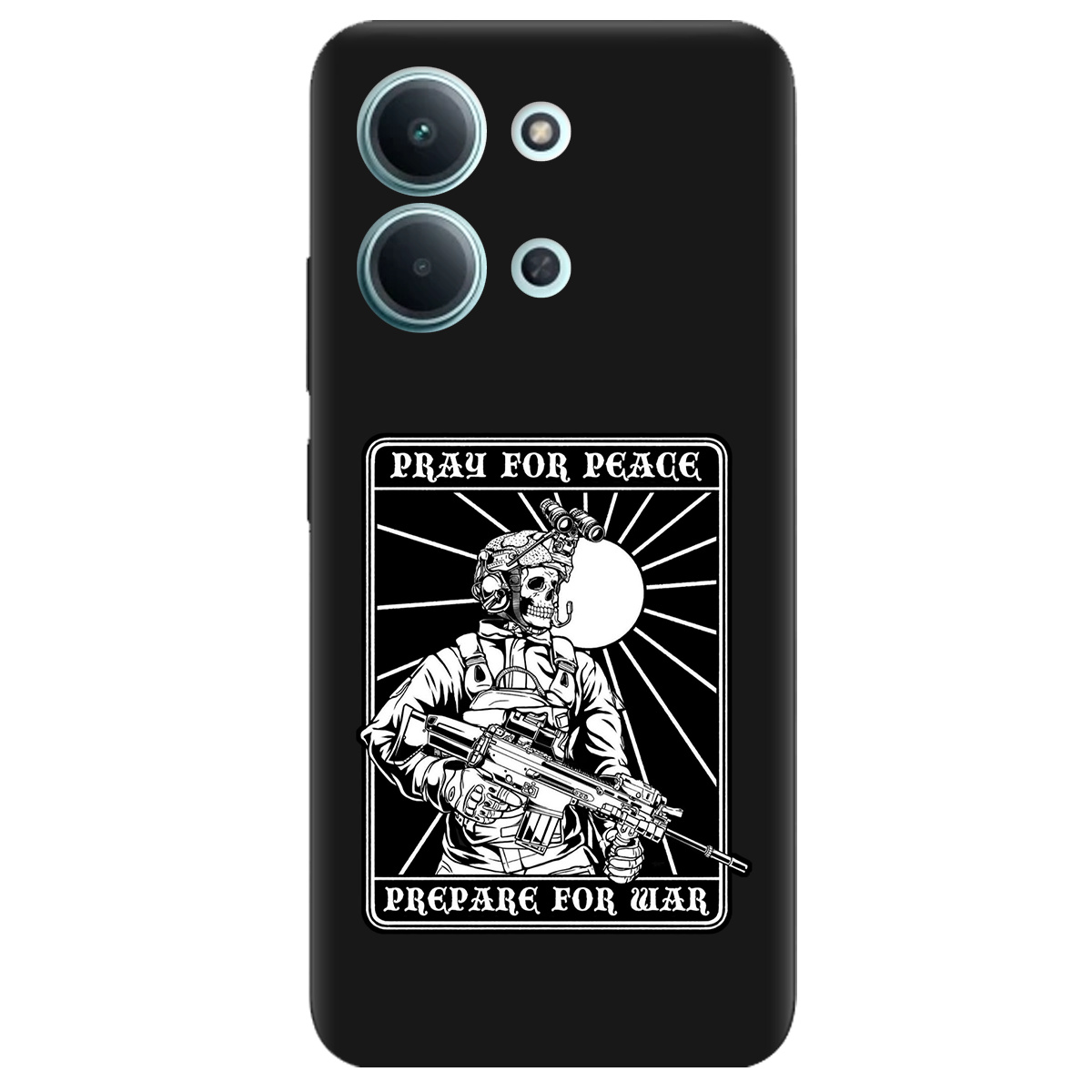 Чехол для Xiaomi Redmi 15C черный матовый soft touch Моліться за мир - фото 1 - Чехлы для телефонов