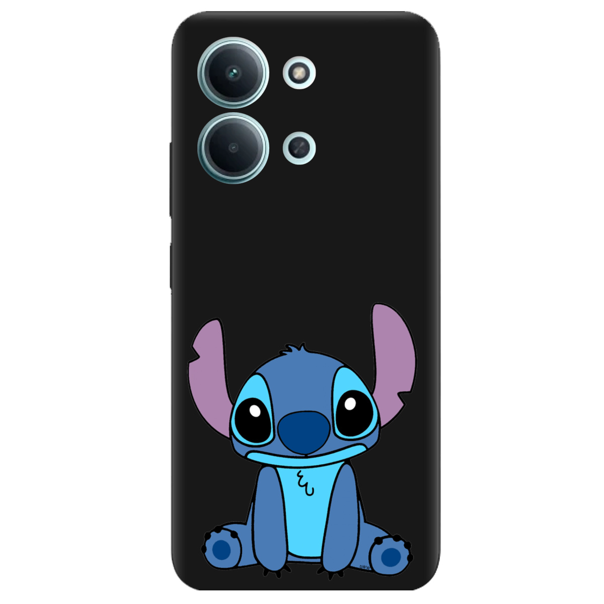 Чехол для Xiaomi Redmi 15C черный матовый soft touch Стич - фото 1 - Чехлы для телефонов