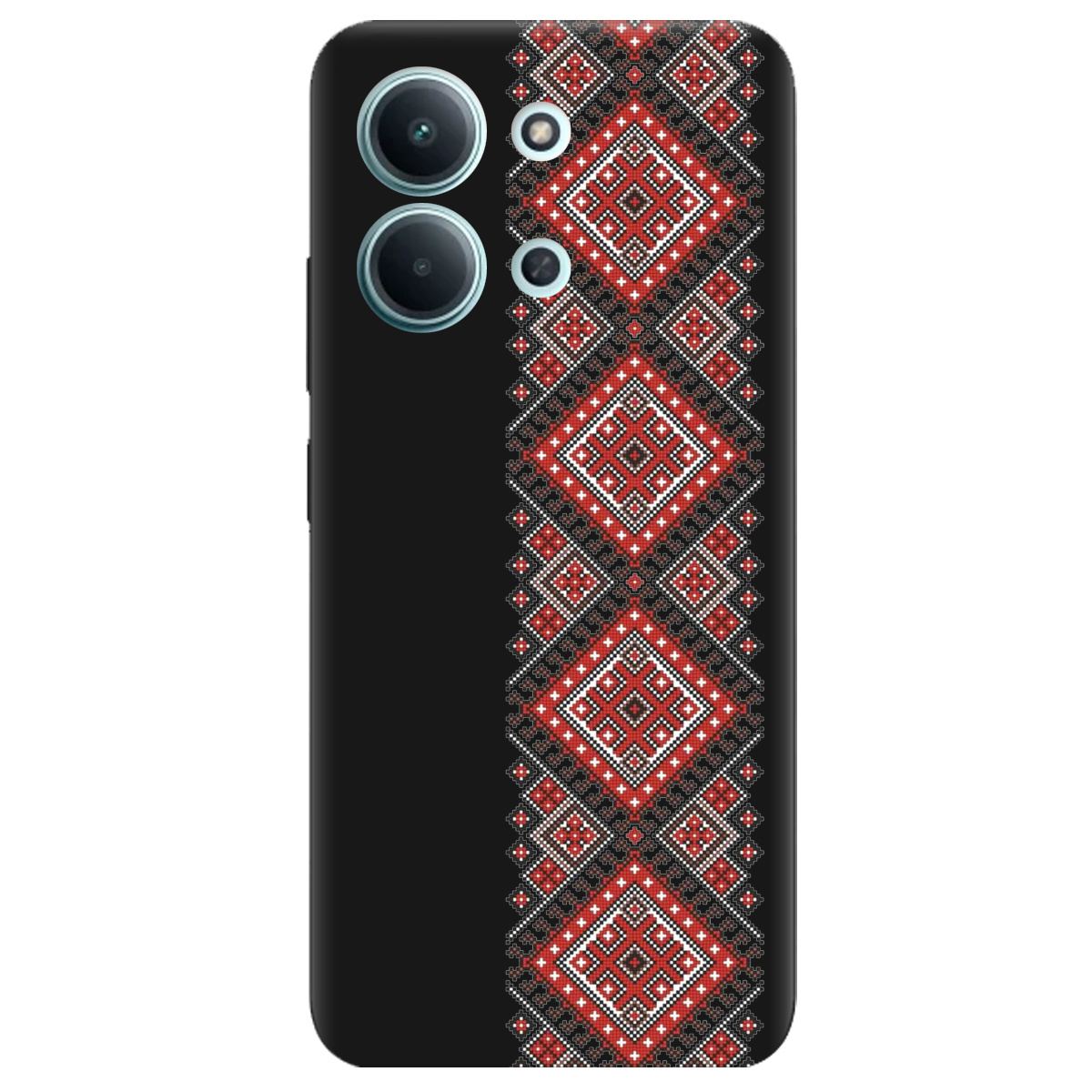 Чехол для Xiaomi Redmi 15C черный матовый soft touch Вишиванка - фото 1 - Чехлы для телефонов