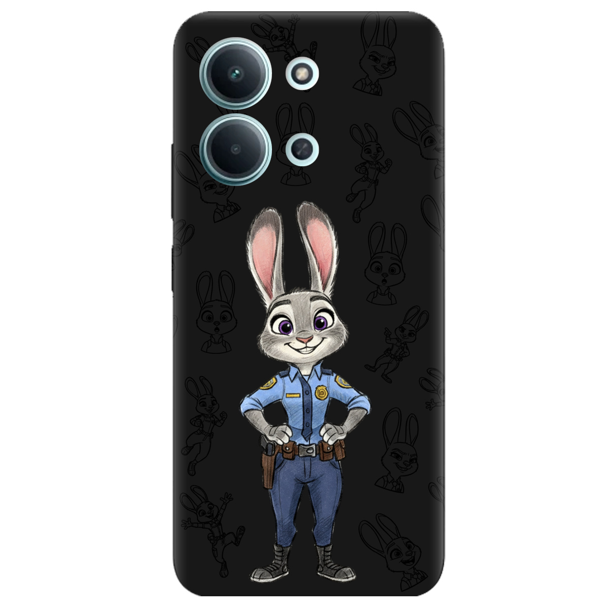 Чехол для Xiaomi Redmi 15C черный матовый soft touch Зоотрополис Джуди Judy - фото 1 - Чехлы для телефонов