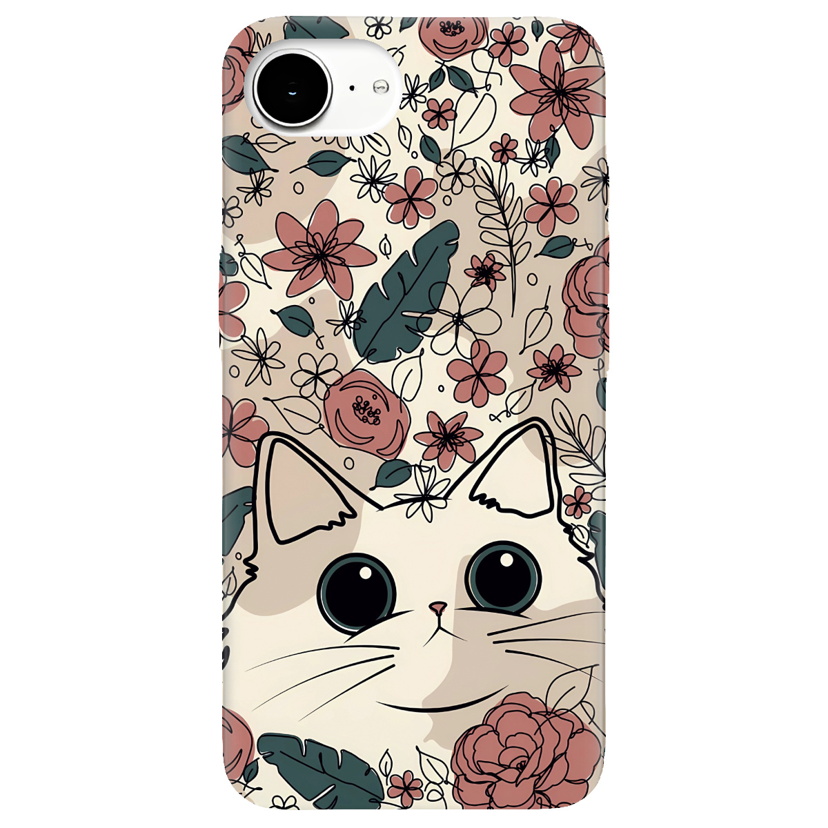 Чохол для Apple iPhone 17e прозорий Flower cat - фото 1 - Чохли для телефонів