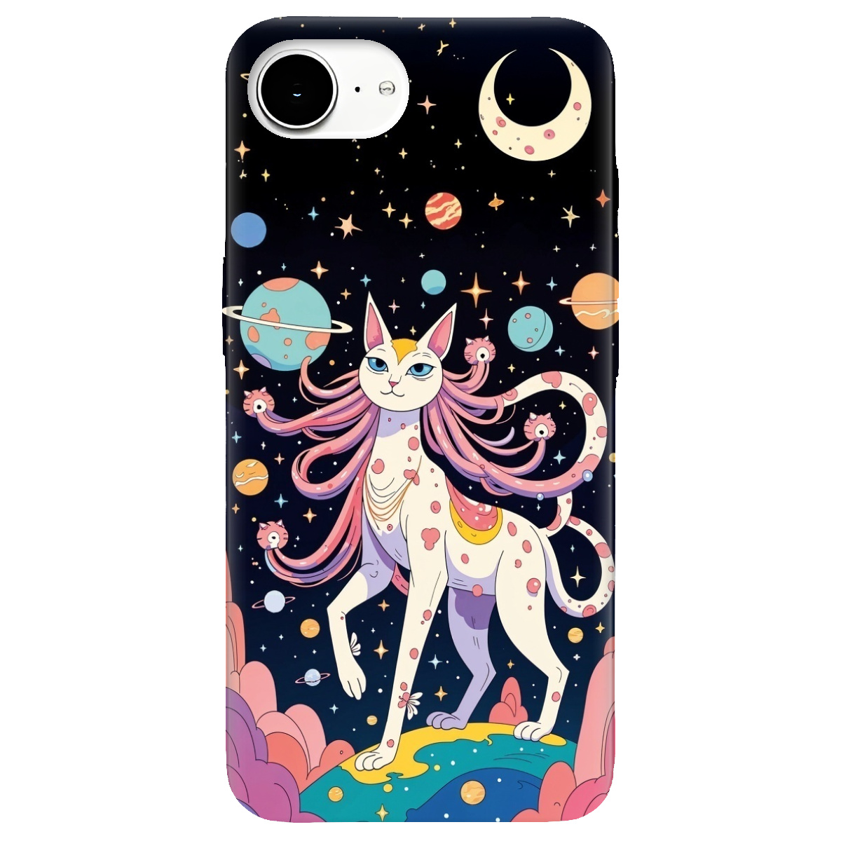 Чехол для Apple iPhone 17e прозрачный Cosmic Cat - фото 1 - Чехлы для телефонов