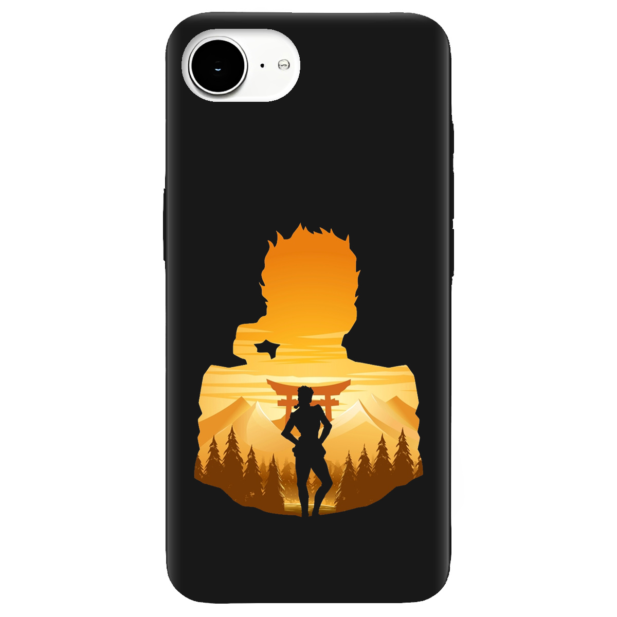Чехол для Apple iPhone 17e черный матовый soft touch JoJo Giorno Giovanna - фото 1 - Чехлы для телефонов