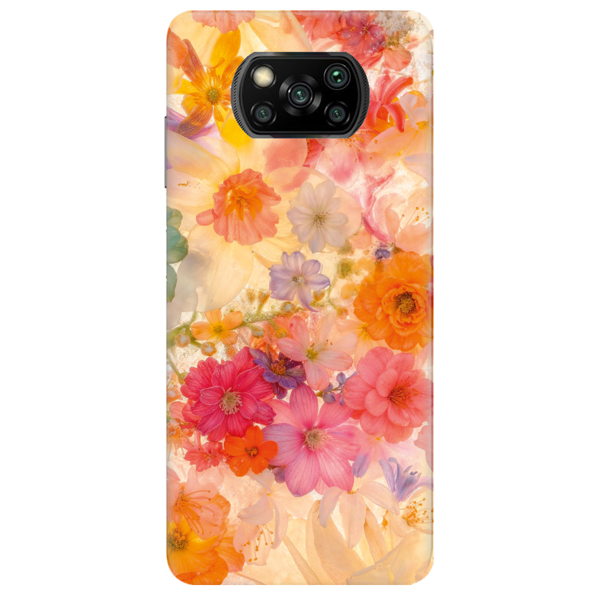 Чохол для Xiaomi Poco X3 прозорий Дофамінові квіти - фото 1 - Чохли для телефонів