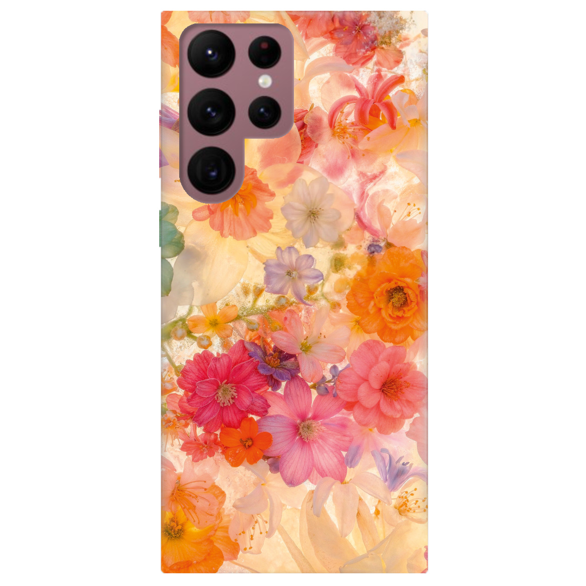 Чохол для Samsung Galaxy S22 Ultra прозорий Дофамінові квіти - фото 1 - Чохли для телефонів