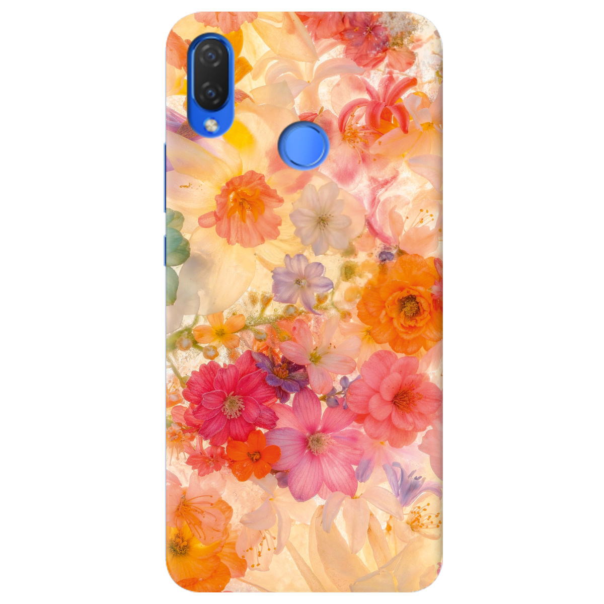 Чохол для Huawei P Smart Plus прозорий Дофамінові квіти - фото 1 - Чохли для телефонів