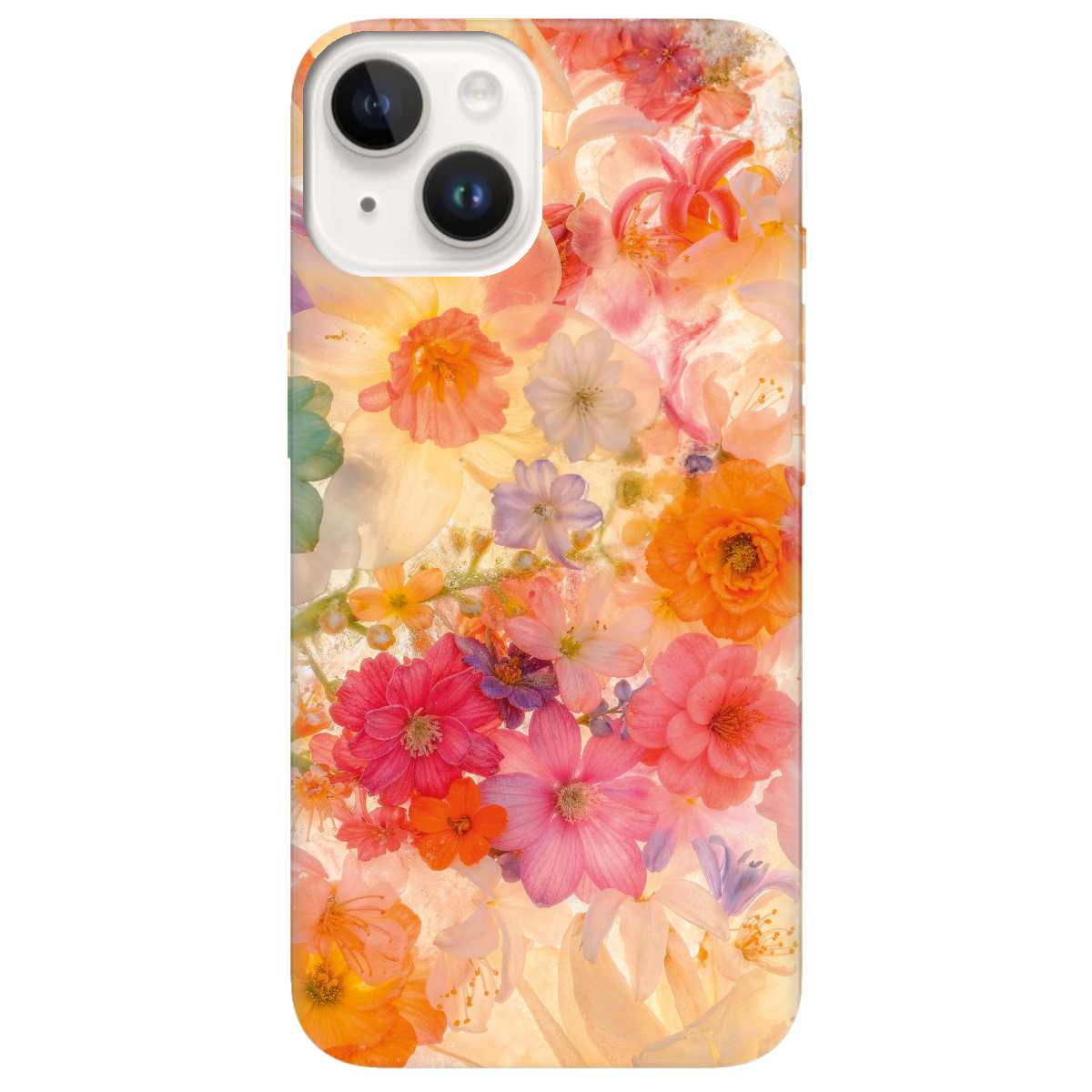Чохол для Apple iPhone 14 прозорий Дофамінові квіти - фото 1 - Чохли для телефонів