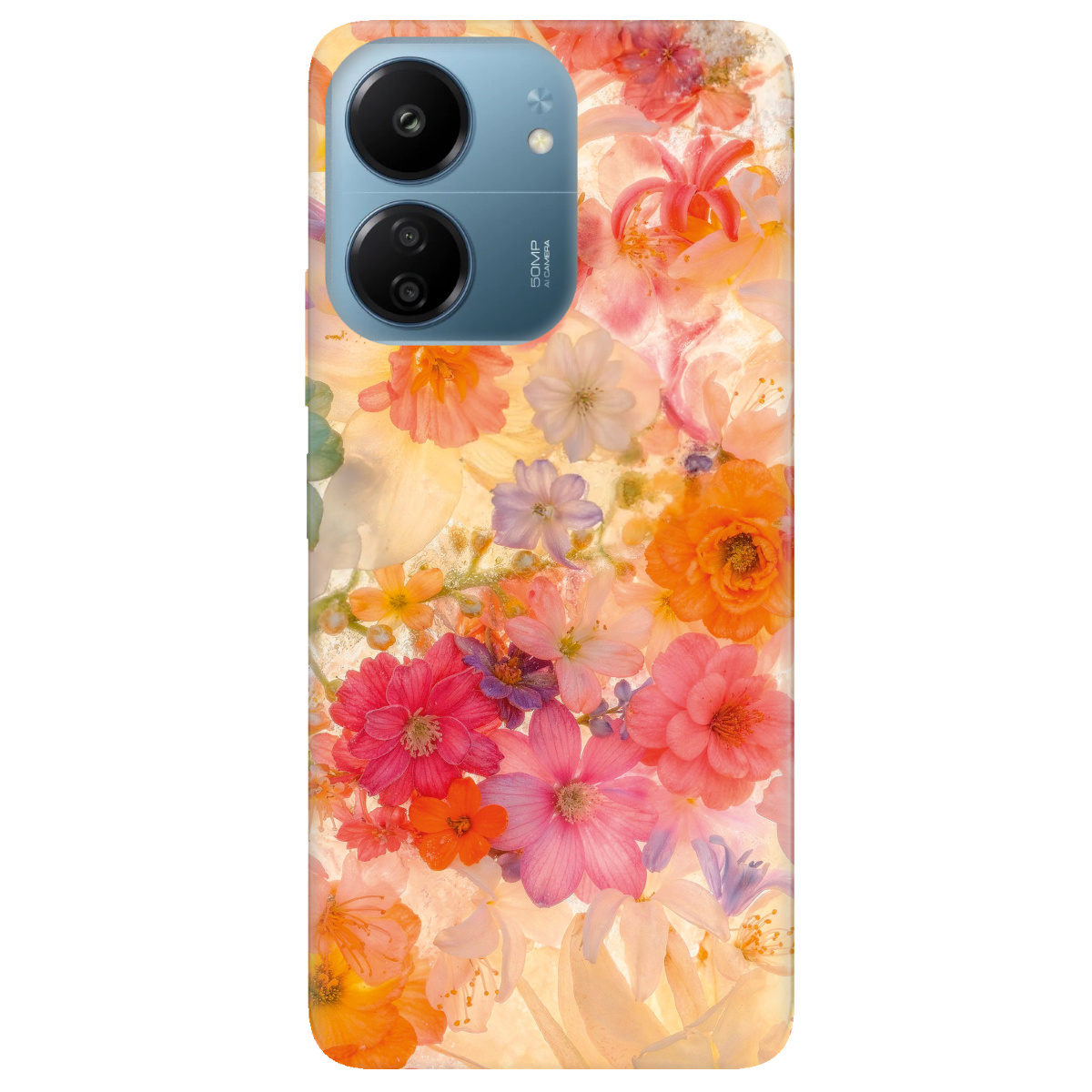 Чохол для Xiaomi Poco C65 прозорий Дофамінові квіти - фото 1 - Чохли для телефонів