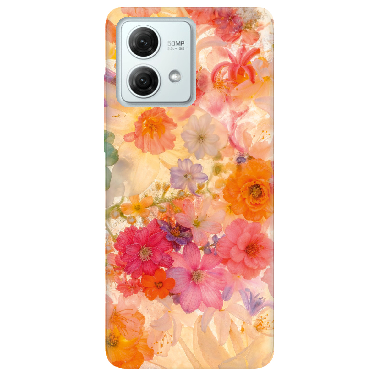 Чохол для Motorola G84 прозорий Дофамінові квіти - фото 1 - Чохли для телефонів