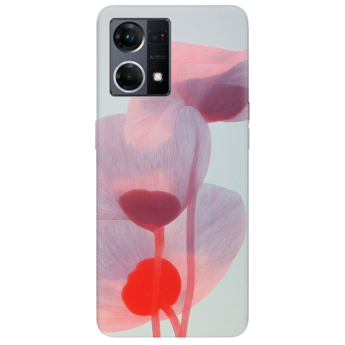 Чехол для Oppo Reno  7 4G прозрачный Прозрачные лепестки - фото 1 - Чехлы для телефонов