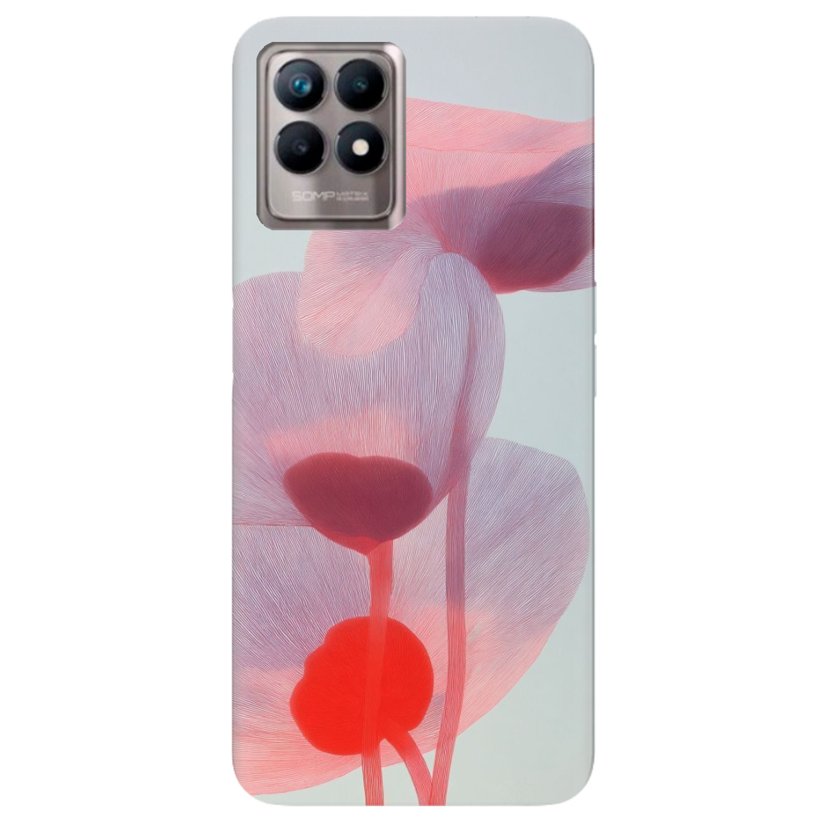 Чохол для Realme 8i прозорий Прозорі пелюстки - фото 1 - Чохли для телефонів