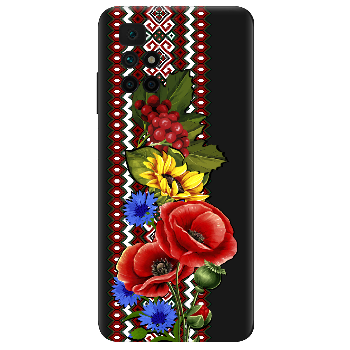 Чохол для Xiaomi Redmi 10 чорний матовий soft touch Ukraine ornament - фото 1 - Чохли для телефонів