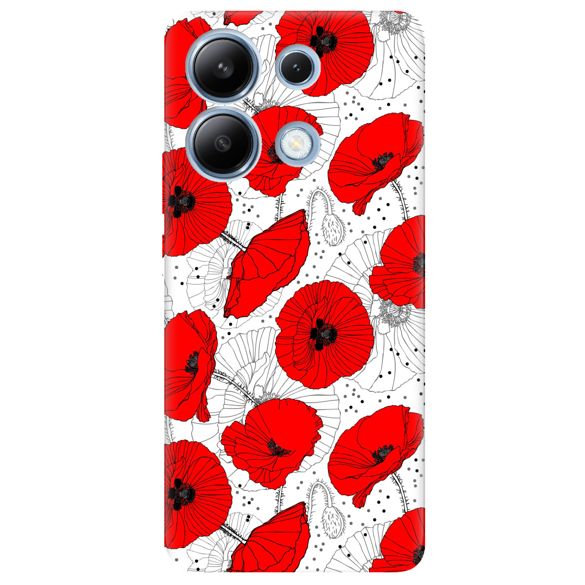 Чохол для Xiaomi Redmi Note 13 4G прозорий Red flower - фото 1 - Чохли для телефонів