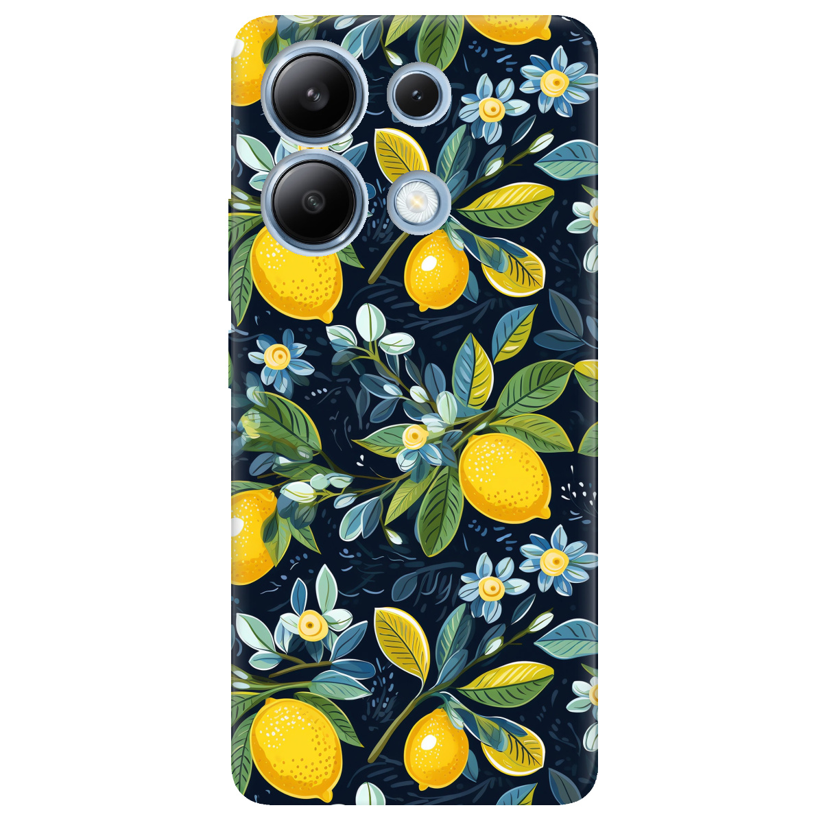 Чехол для Xiaomi Redmi Note 13 4G прозрачный Lemon with flower - фото 1 - Чехлы для телефонов