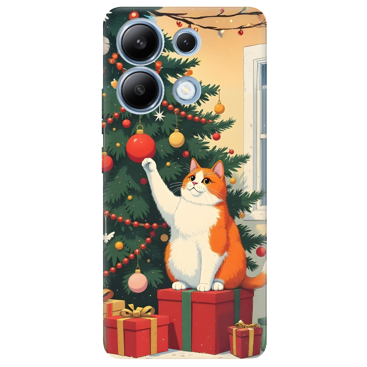 Чохол для Xiaomi Redmi Note 13 4G прозорий Christmas Cat - фото 1 - Чохли для телефонів