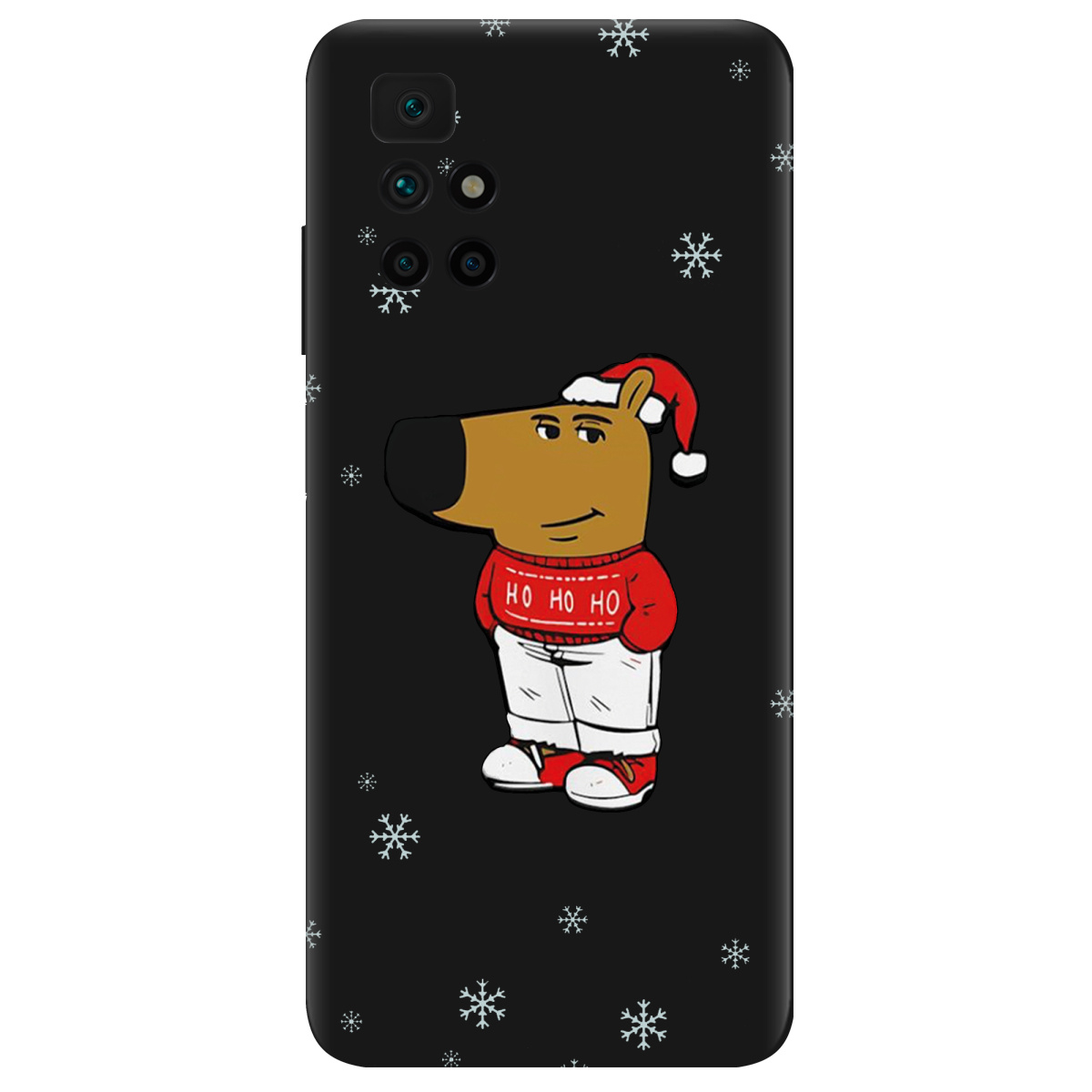 Чехол для Xiaomi Redmi 10 черный матовый soft touch Chill Guy Santa - фото 1 - Чехлы для телефонов