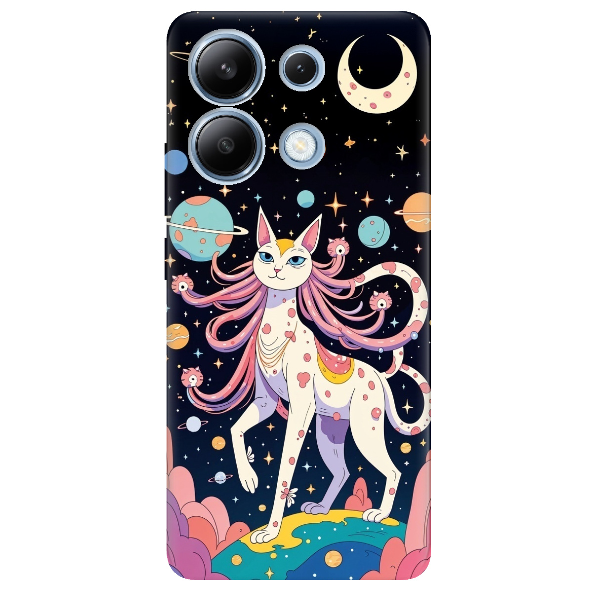 Чехол для Xiaomi Redmi Note 13 4G прозрачный Cosmic Cat - фото 1 - Чехлы для телефонов