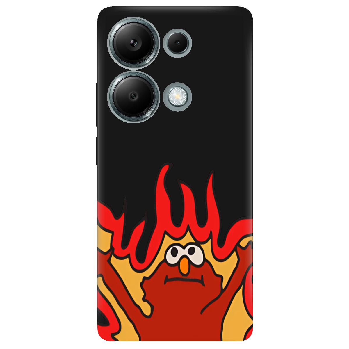 Чохол для Xiaomi Redmi Note 13 Pro 4G чорний матовий soft touch Хаос у вогні - фото 1 - Чохли для телефонів