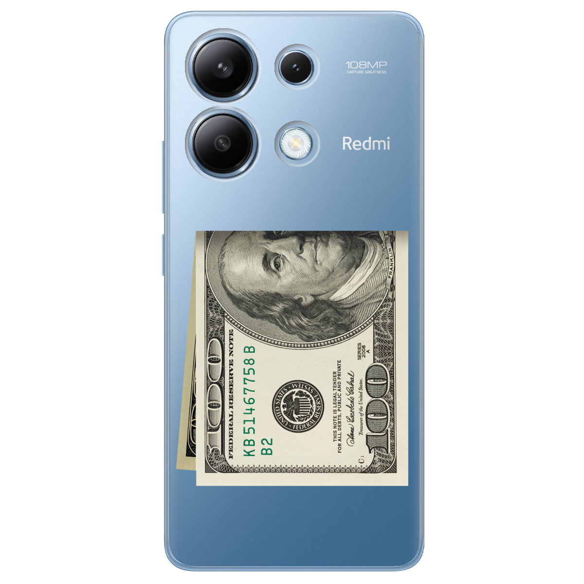 Чохол для Xiaomi Redmi Note 13 4G прозорий Зігнутий Бенджамін - фото 1 - Чохли для телефонів