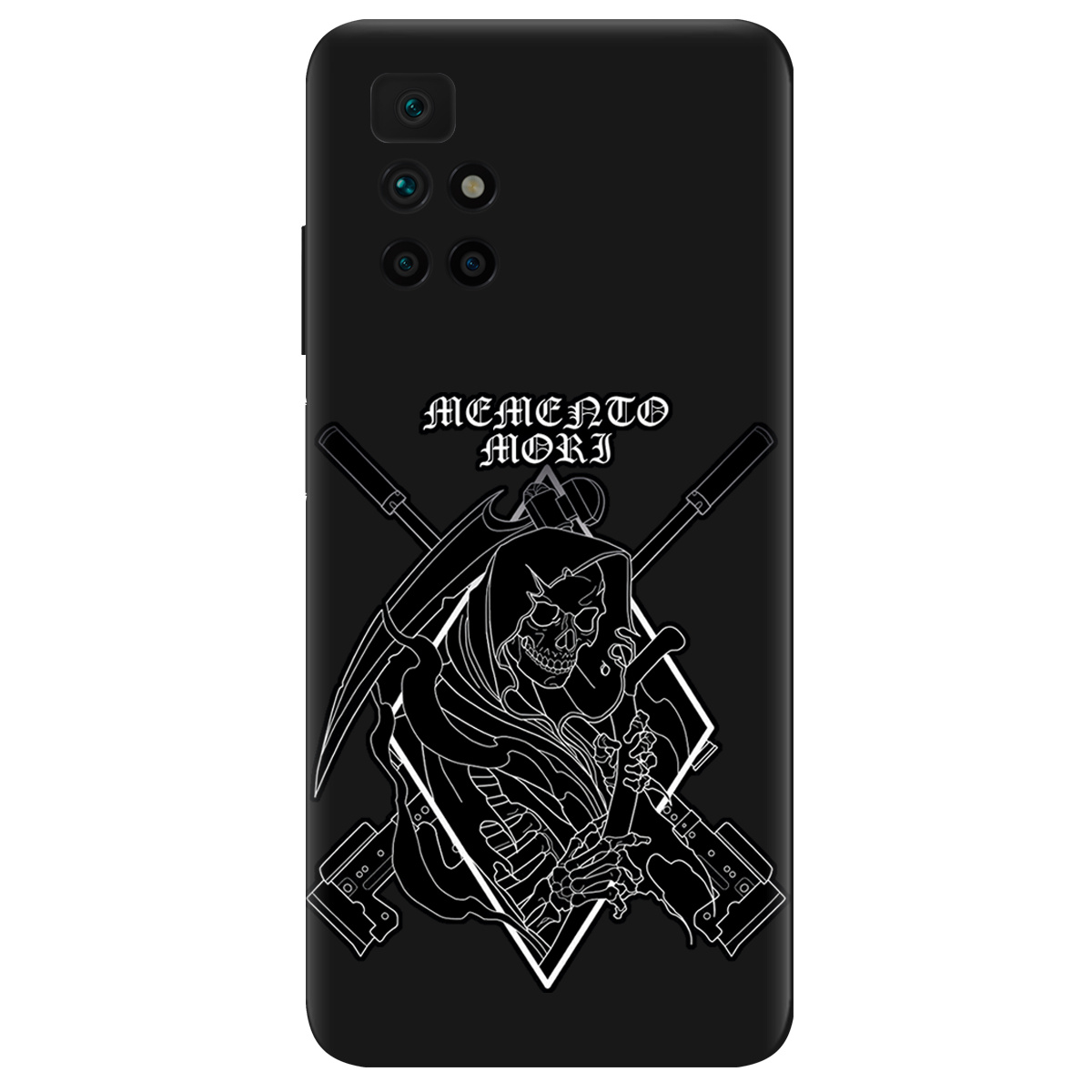 Чехол для Xiaomi Redmi 10 черный матовый soft touch Пам'ятай про смерть - фото 1 - Чехлы для телефонов
