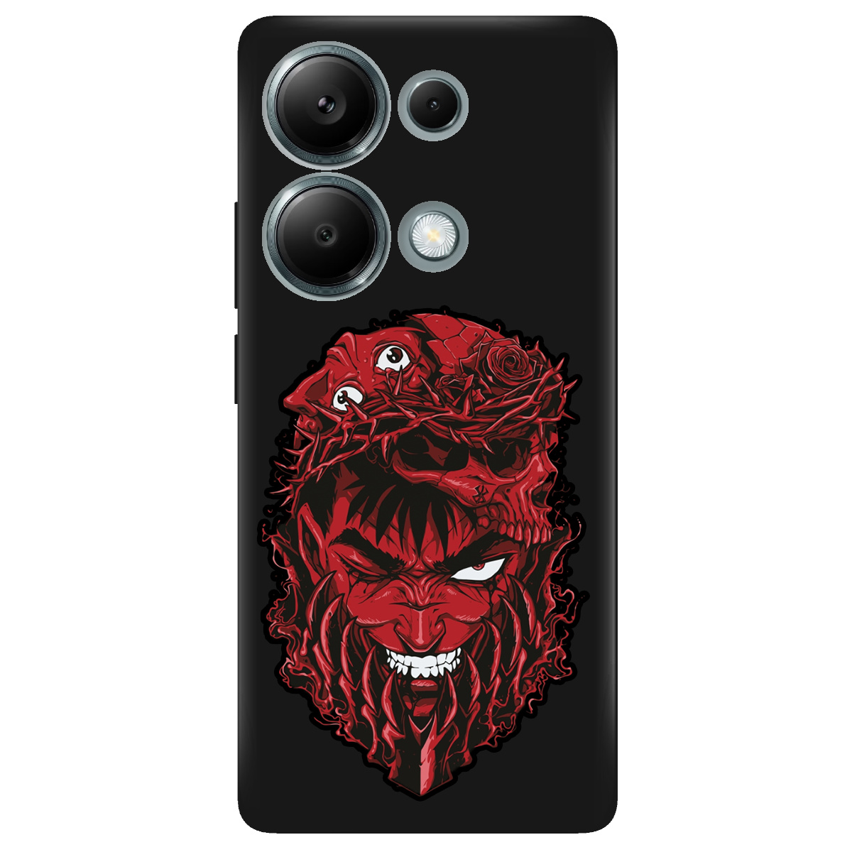 Чохол для Xiaomi Redmi Note 13 Pro 4G чорний матовий soft touch Red slip head - фото 1 - Чохли для телефонів