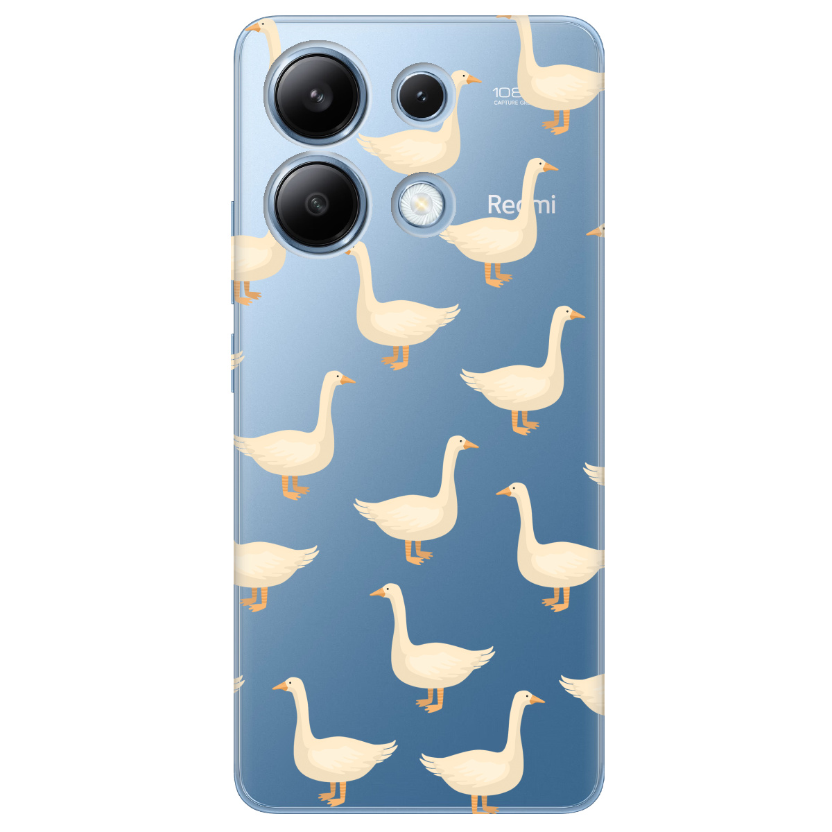 Чехол для Xiaomi Redmi Note 13 4G прозрачный Гуси в тренде - фото 1 - Чехлы для телефонов