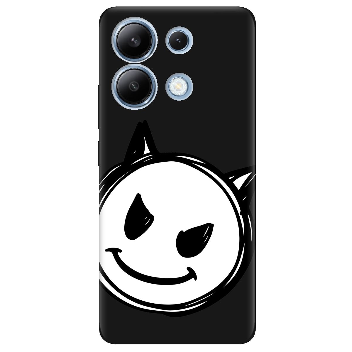 Чохол для Xiaomi Redmi Note 13 4G чорний матовий soft touch Настрій чортеняти - фото 1 - Чохли для телефонів