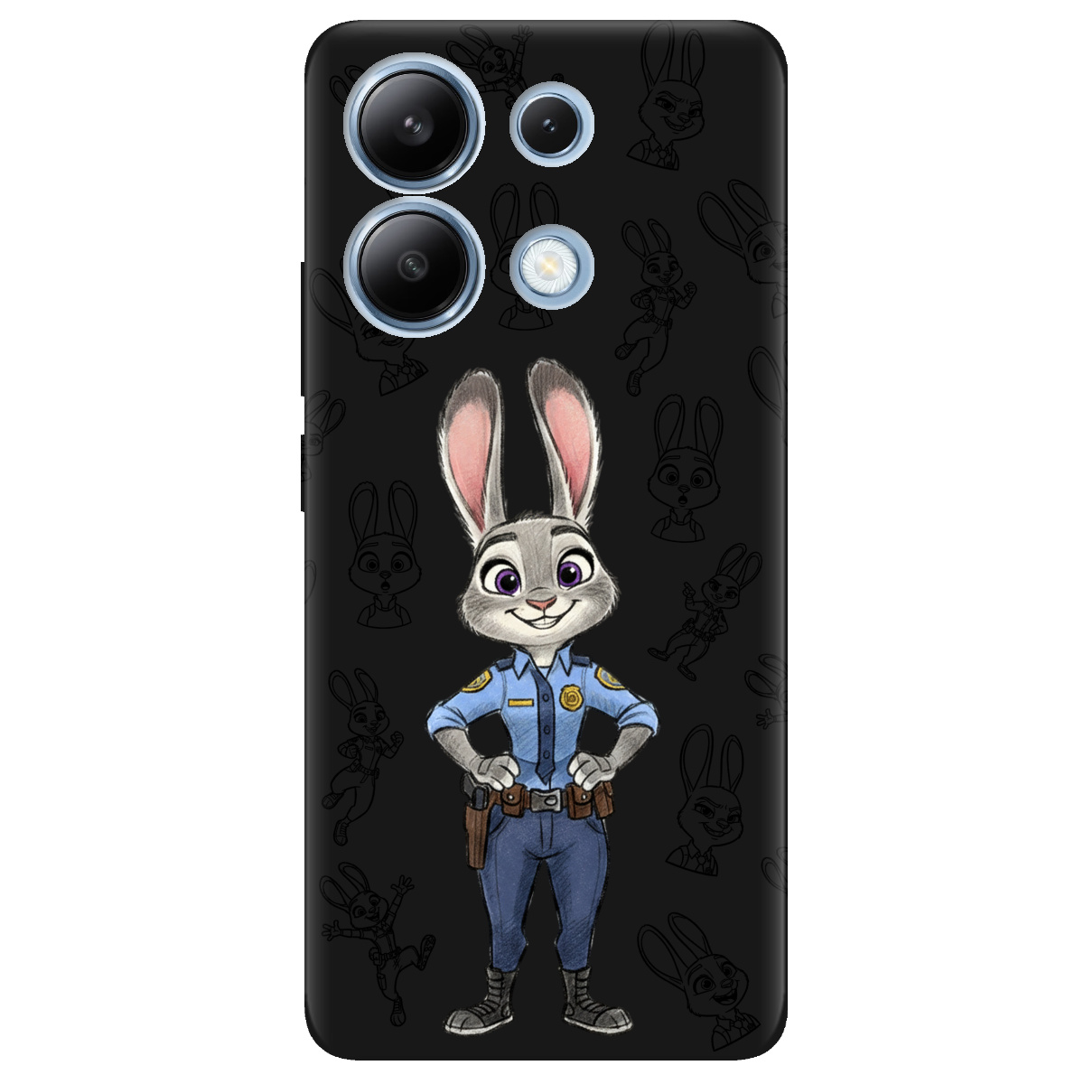 Чехол для Xiaomi Redmi Note 13 4G черный матовый soft touch Зоотрополис Джуди Judy - фото 1 - Чехлы для телефонов