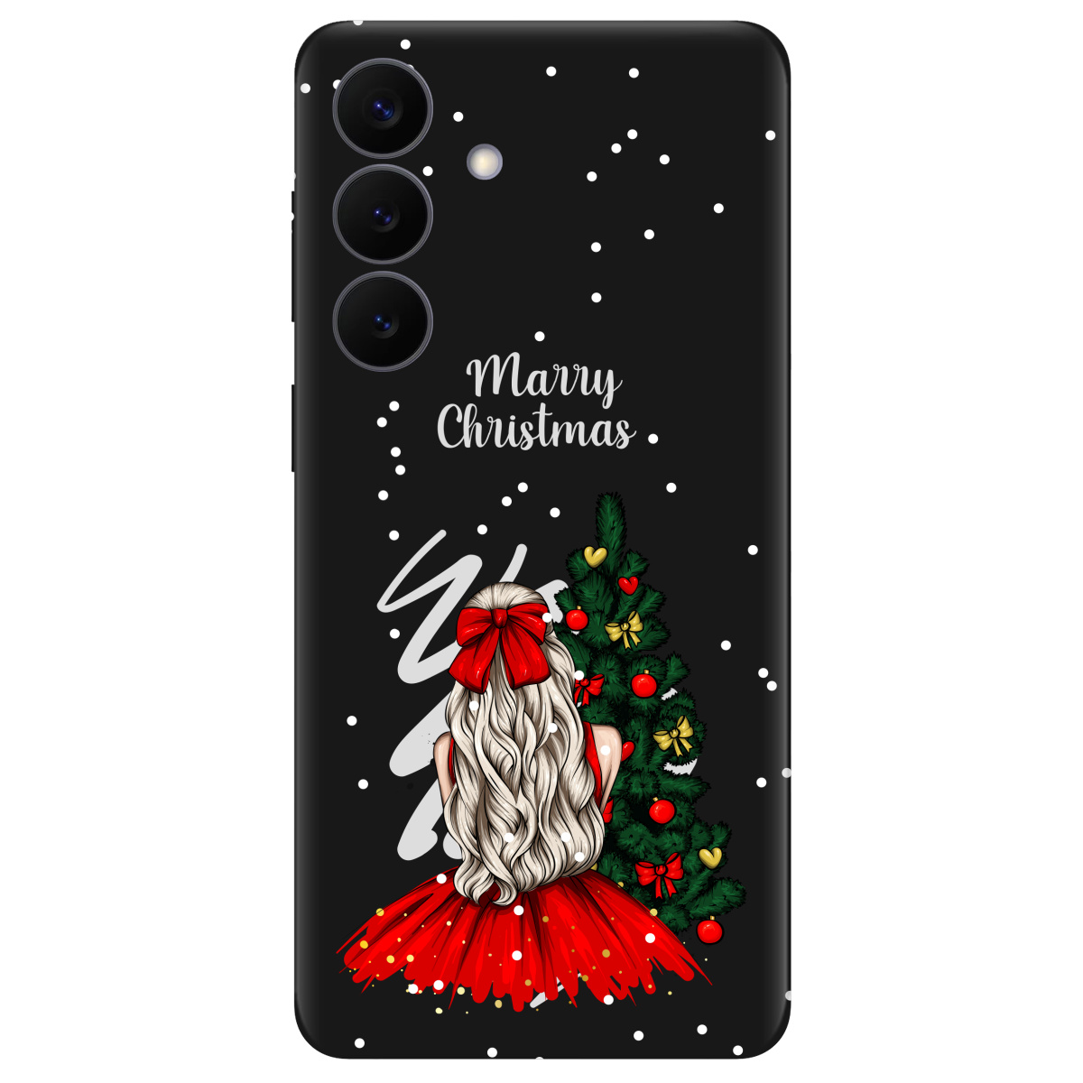 Чохол для Samsung Galaxy S26 Plus чорний матовий soft touch Beautiful christmas - фото 1 - Чохли для телефонів