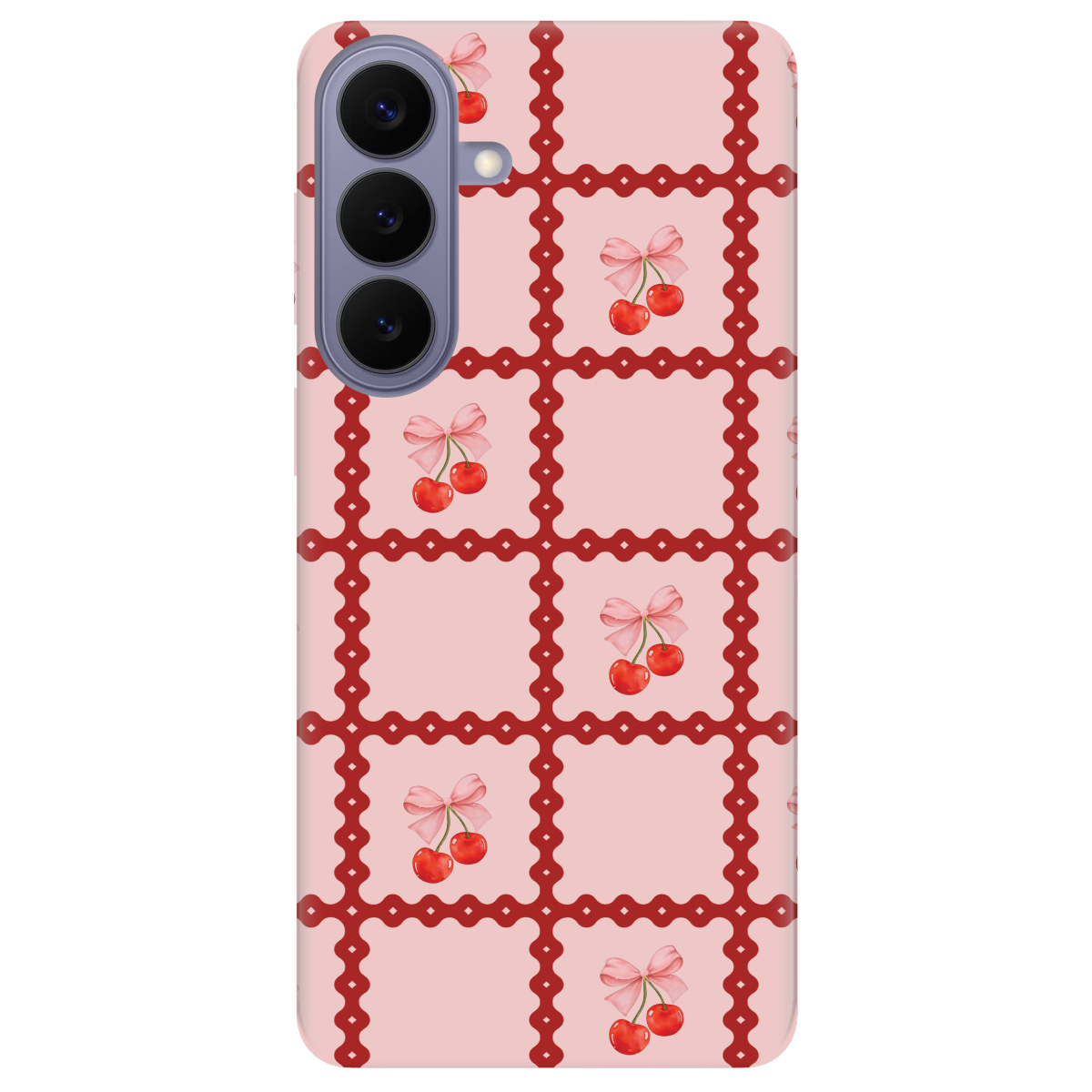 Чохол для Samsung Galaxy S26 Plus прозорий Вишні у сітці - фото 1 - Чохли для телефонів