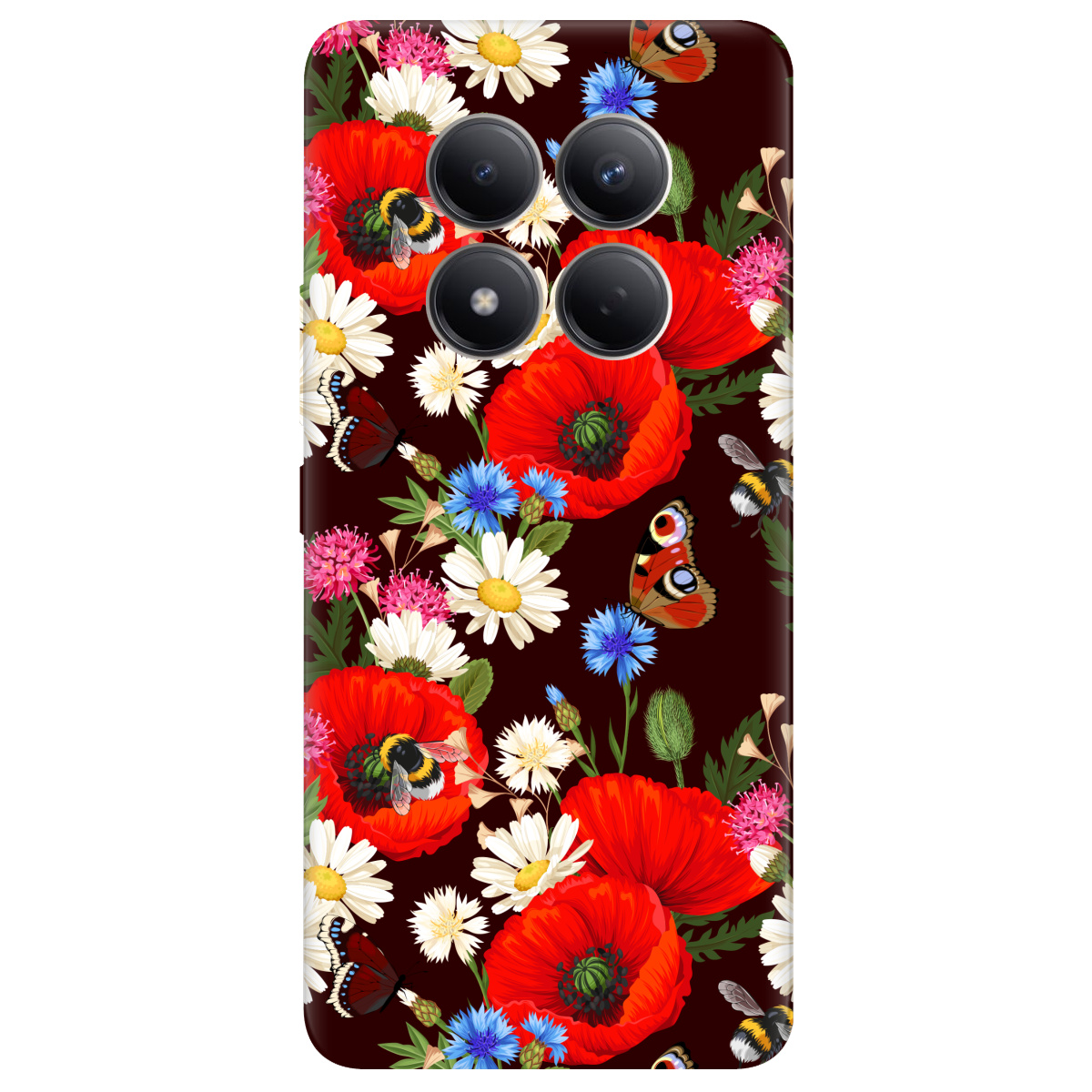 Чохол для Xiaomi Redmi Note 15 Pro 4G прозорий Лугові квіти - фото 1 - Чохли для телефонів