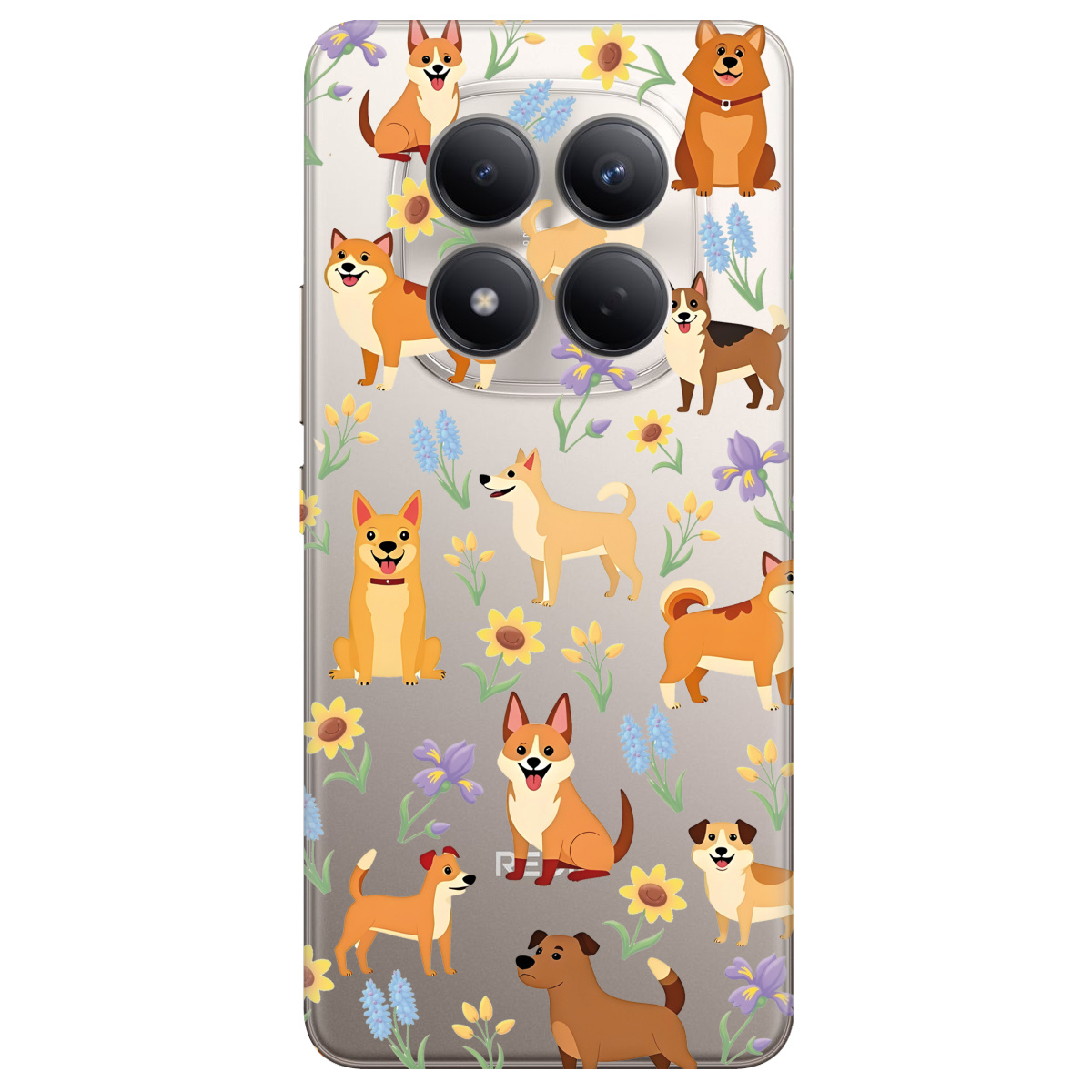 Чохол для Xiaomi Redmi Note 15 Pro 4G прозорий Blooming Puppies - фото 1 - Чохли для телефонів
