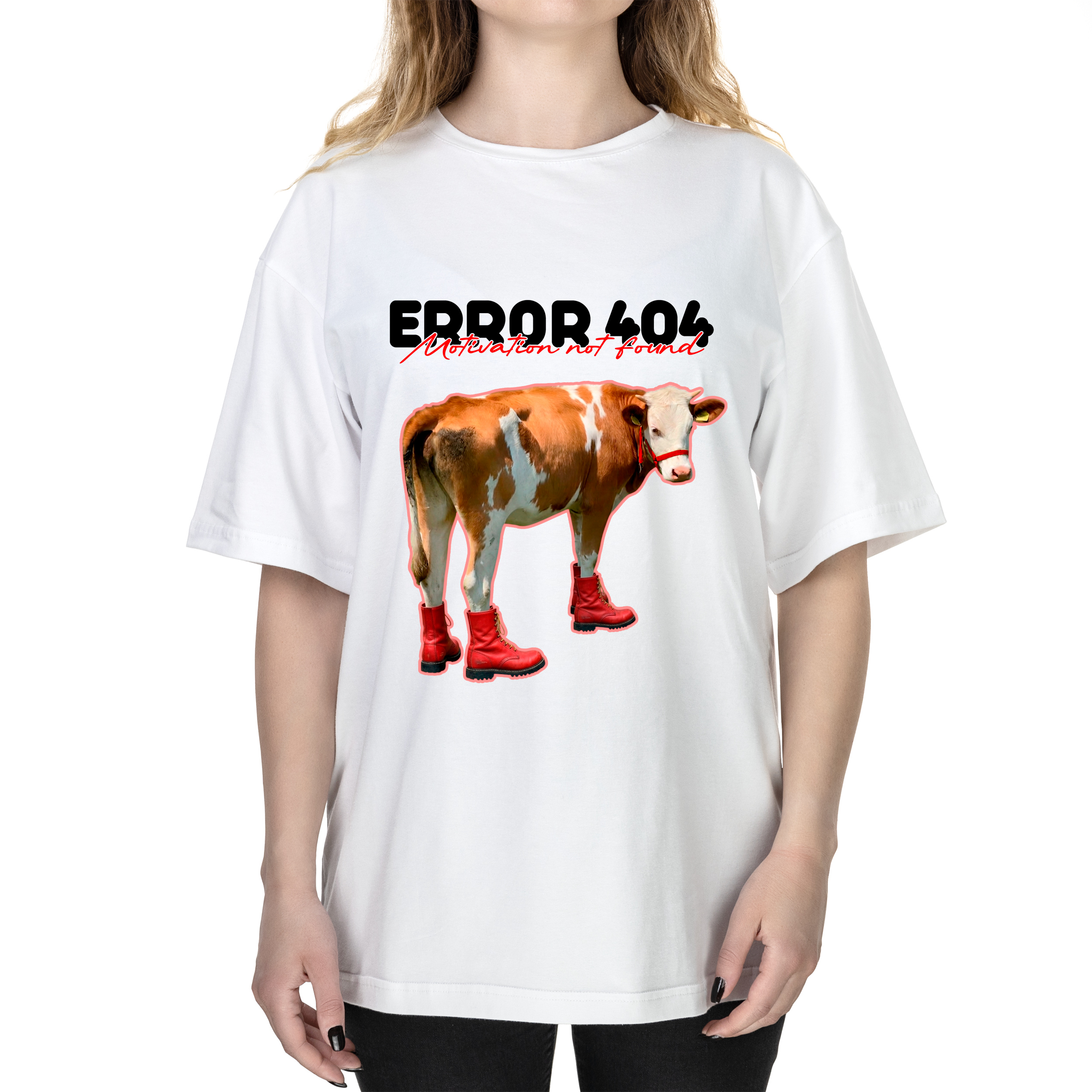 Футболка жіноча оверсайз біла бавовна/еластан А3 розміру Motivation Not Found XXL - фото 1 - Футболки